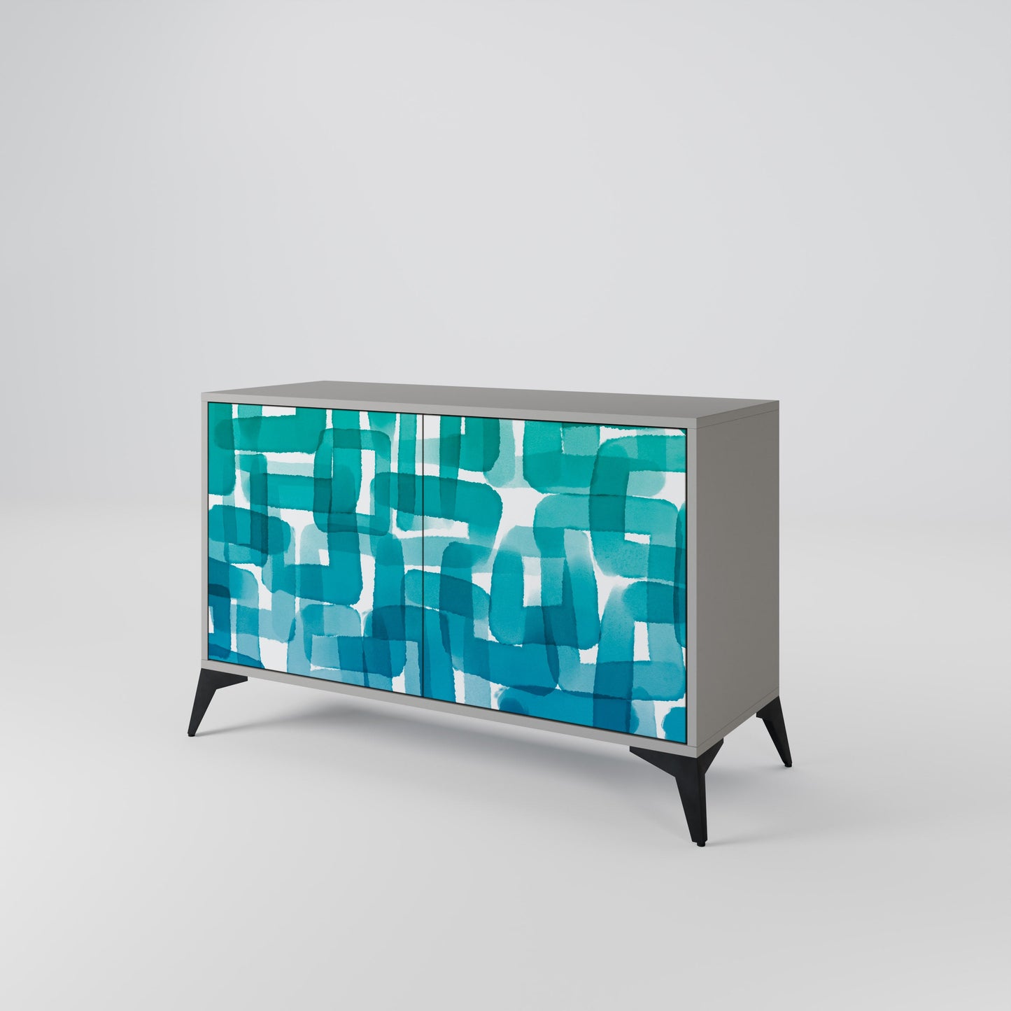 TURQUOISE RECTANGLES 2-Door Sideboard in Grey Finish