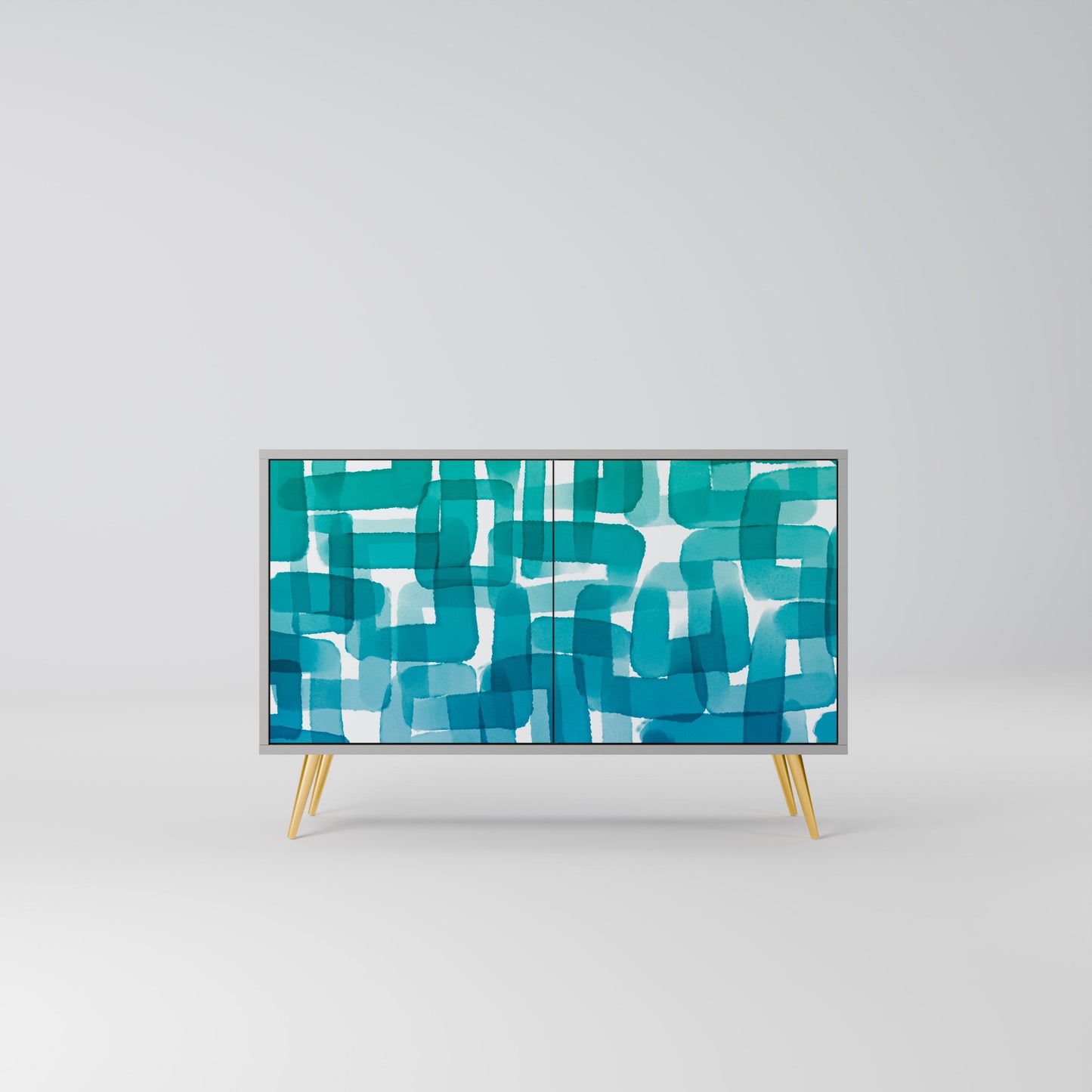 TURQUOISE RECTANGLES 2-Door Sideboard in Grey Finish
