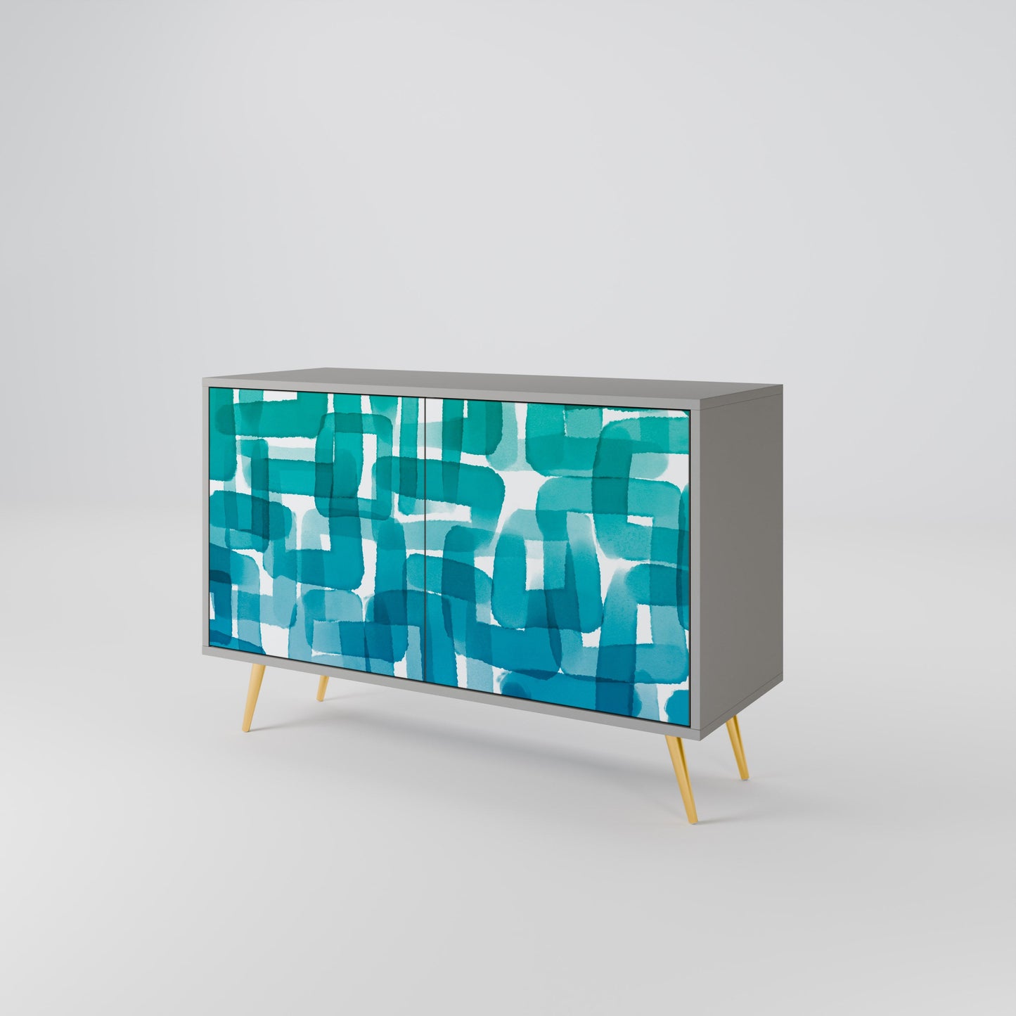 TURQUOISE RECTANGLES 2-Door Sideboard in Grey Finish