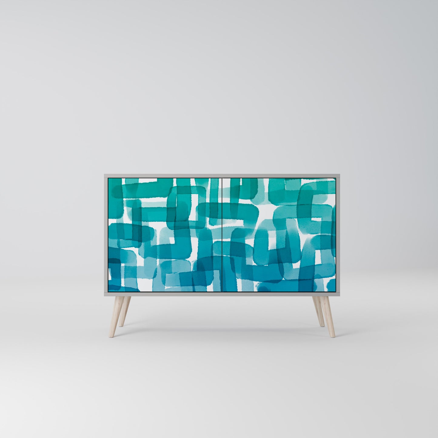 TURQUOISE RECTANGLES 2-Door Sideboard in Grey Finish