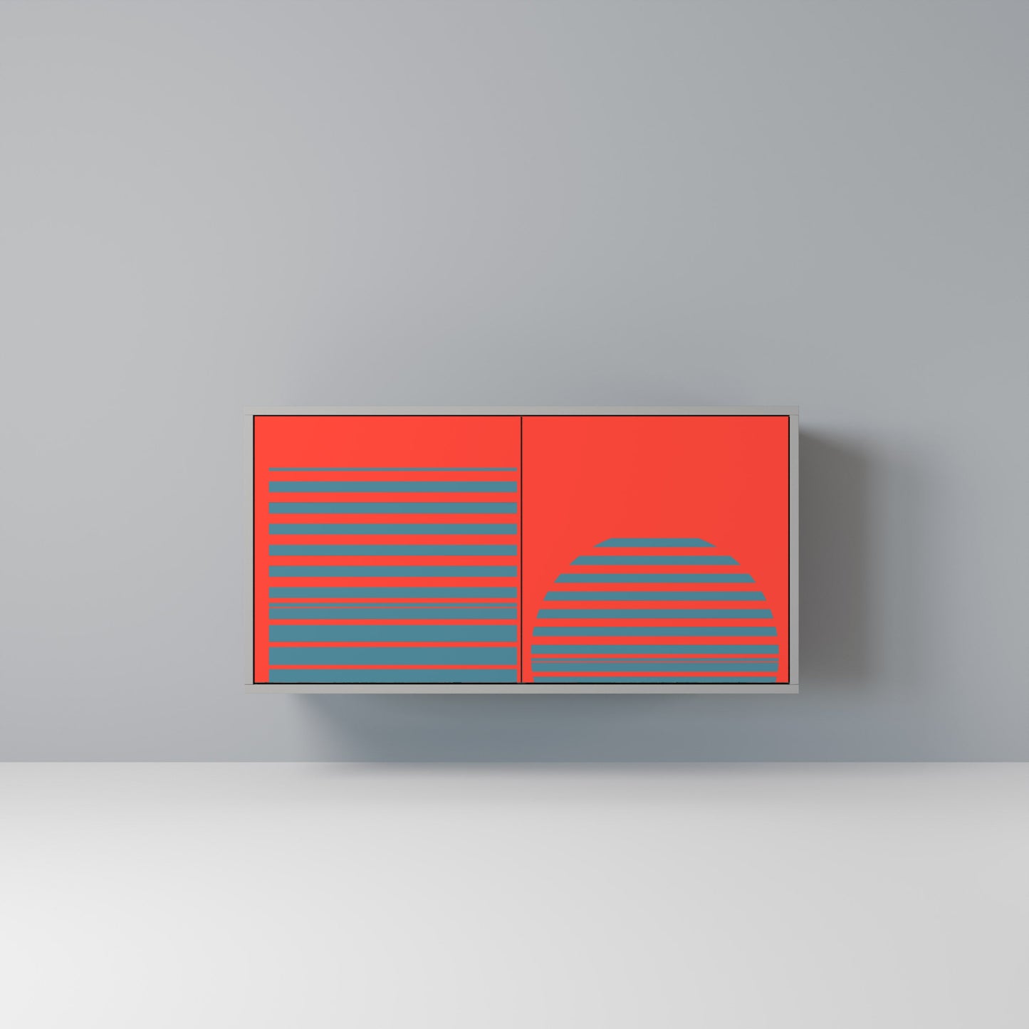 Credenza a 2 ante RISING GEOMETRY STARS in finitura grigia