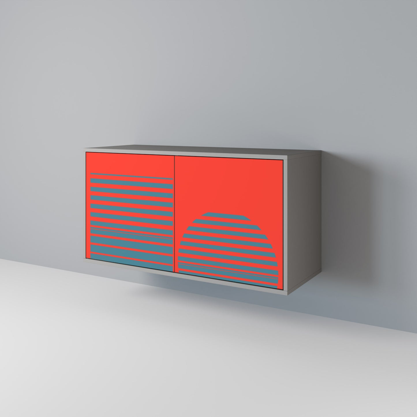 Credenza a 2 ante RISING GEOMETRY STARS in finitura grigia