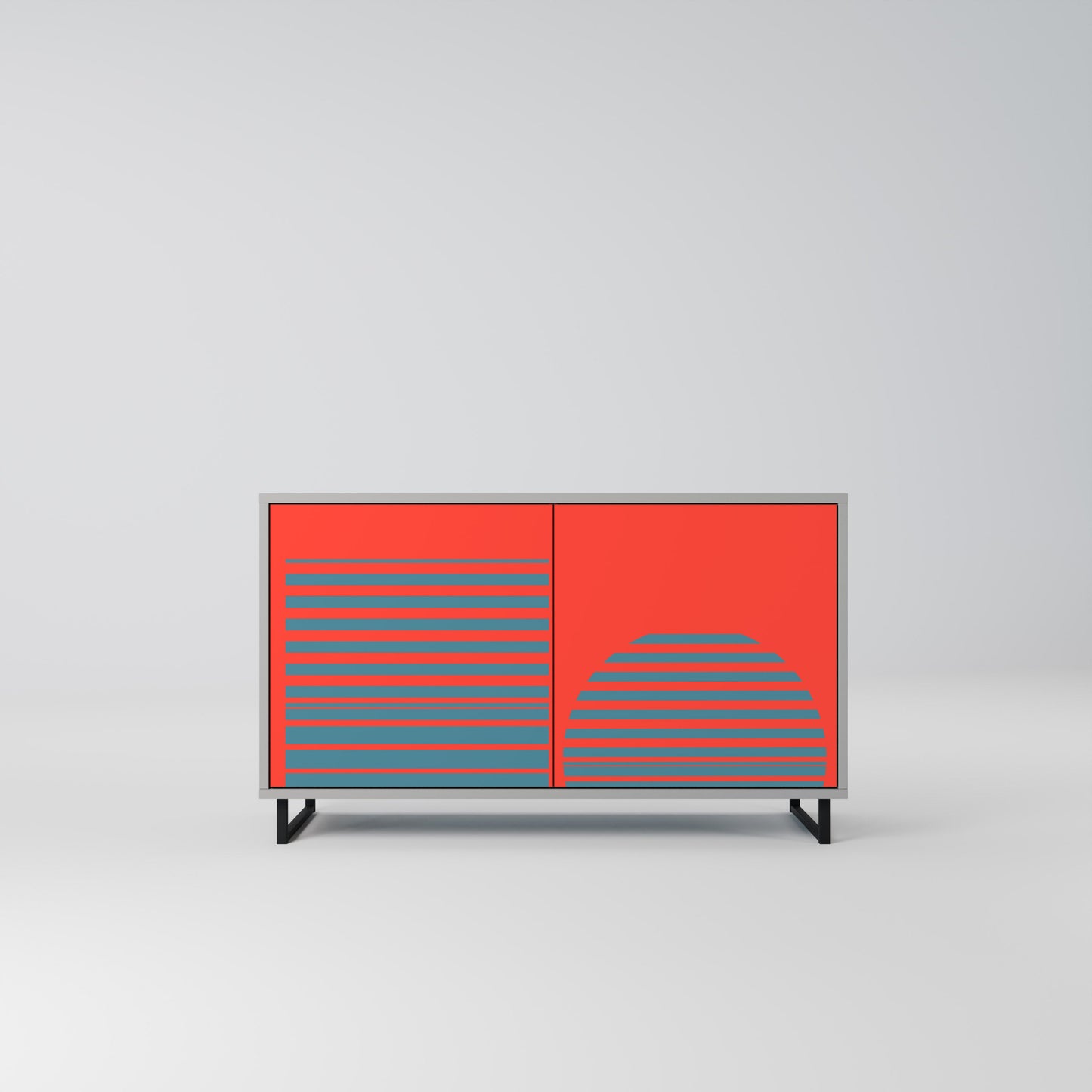 Credenza a 2 ante RISING GEOMETRY STARS in finitura grigia
