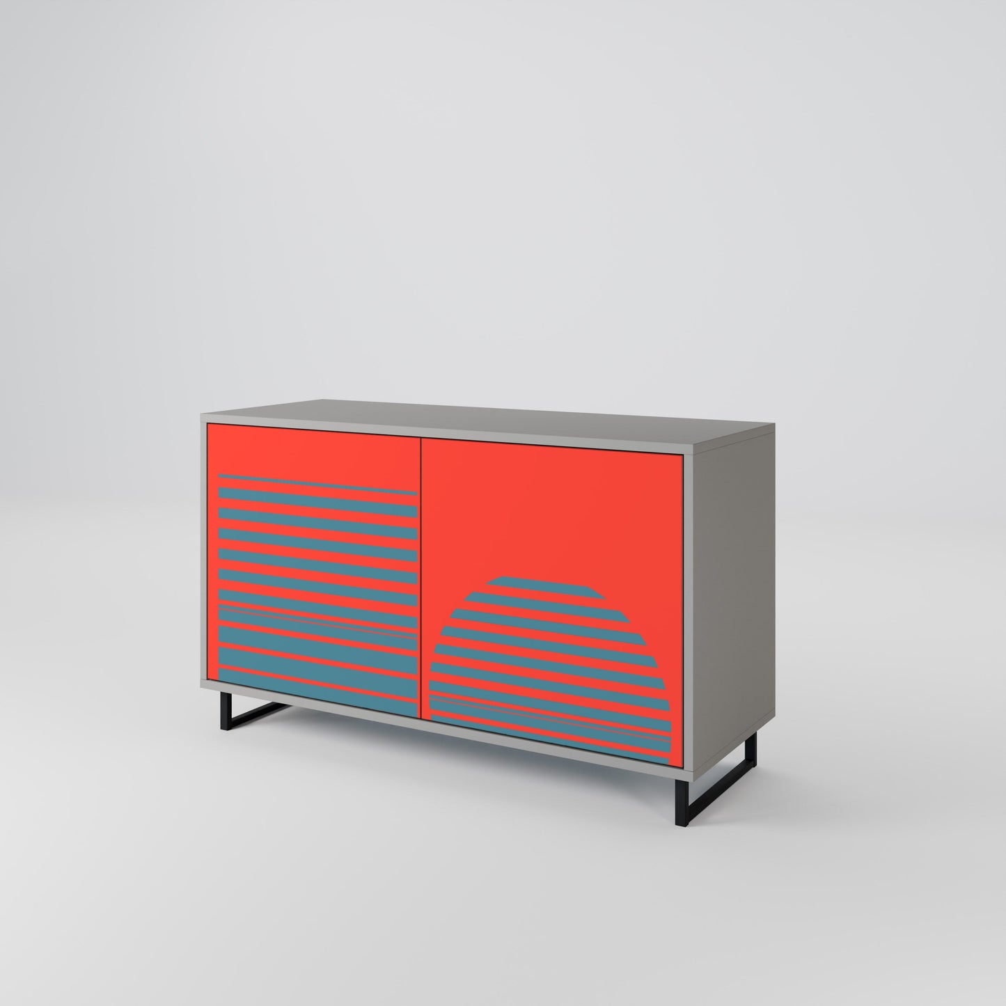 Credenza a 2 ante RISING GEOMETRY STARS in finitura grigia
