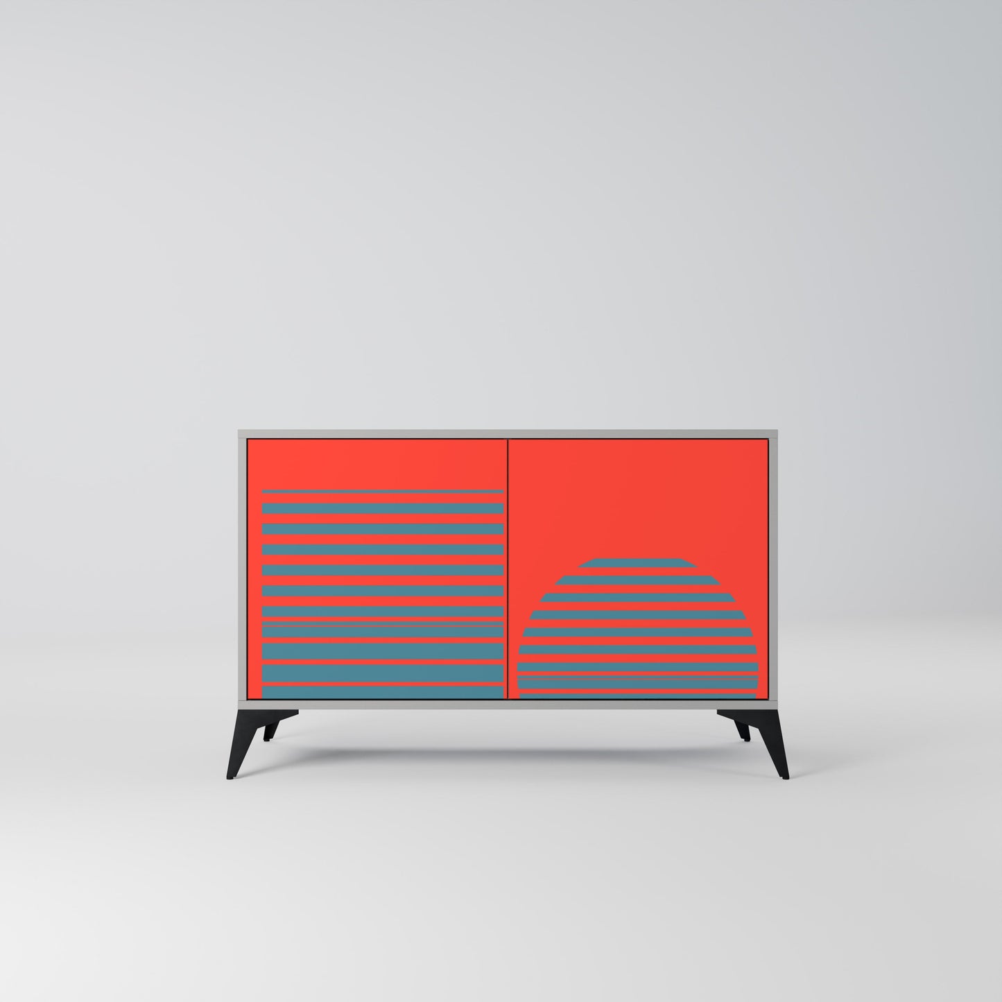 Credenza a 2 ante RISING GEOMETRY STARS in finitura grigia