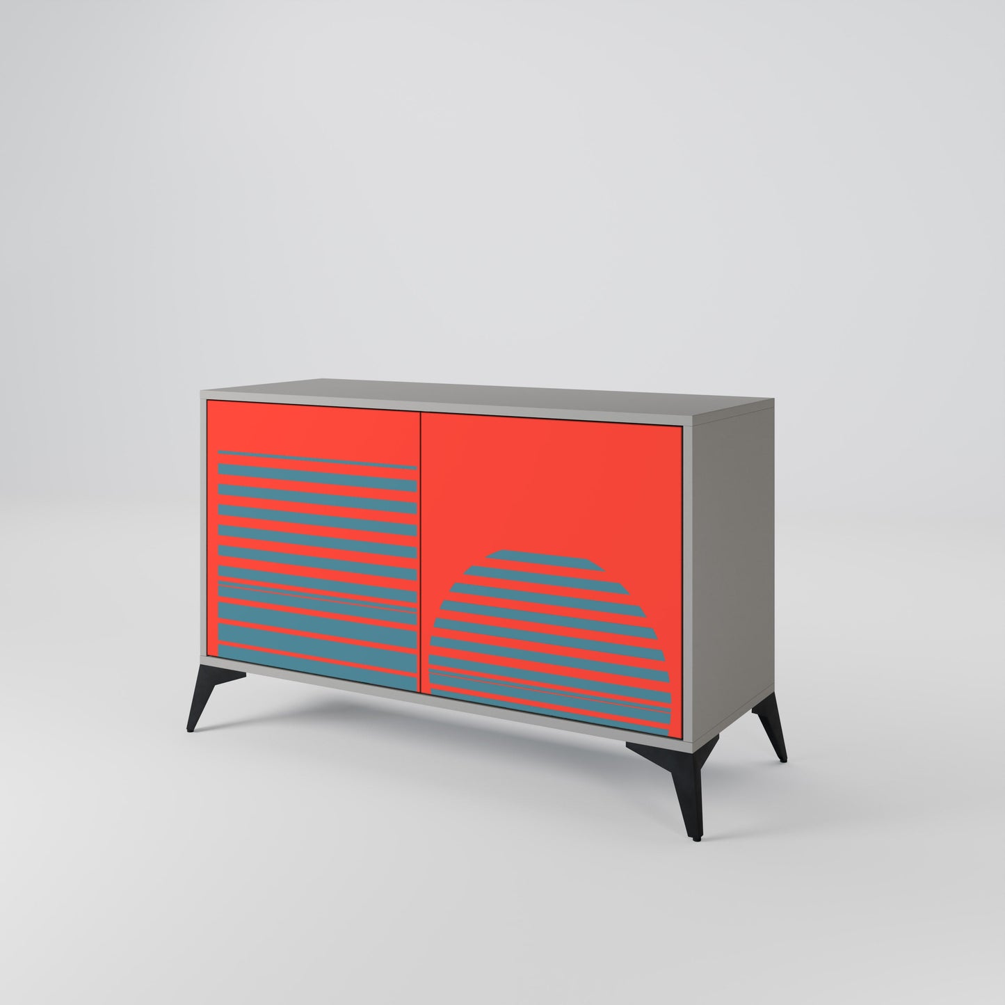 Credenza a 2 ante RISING GEOMETRY STARS in finitura grigia