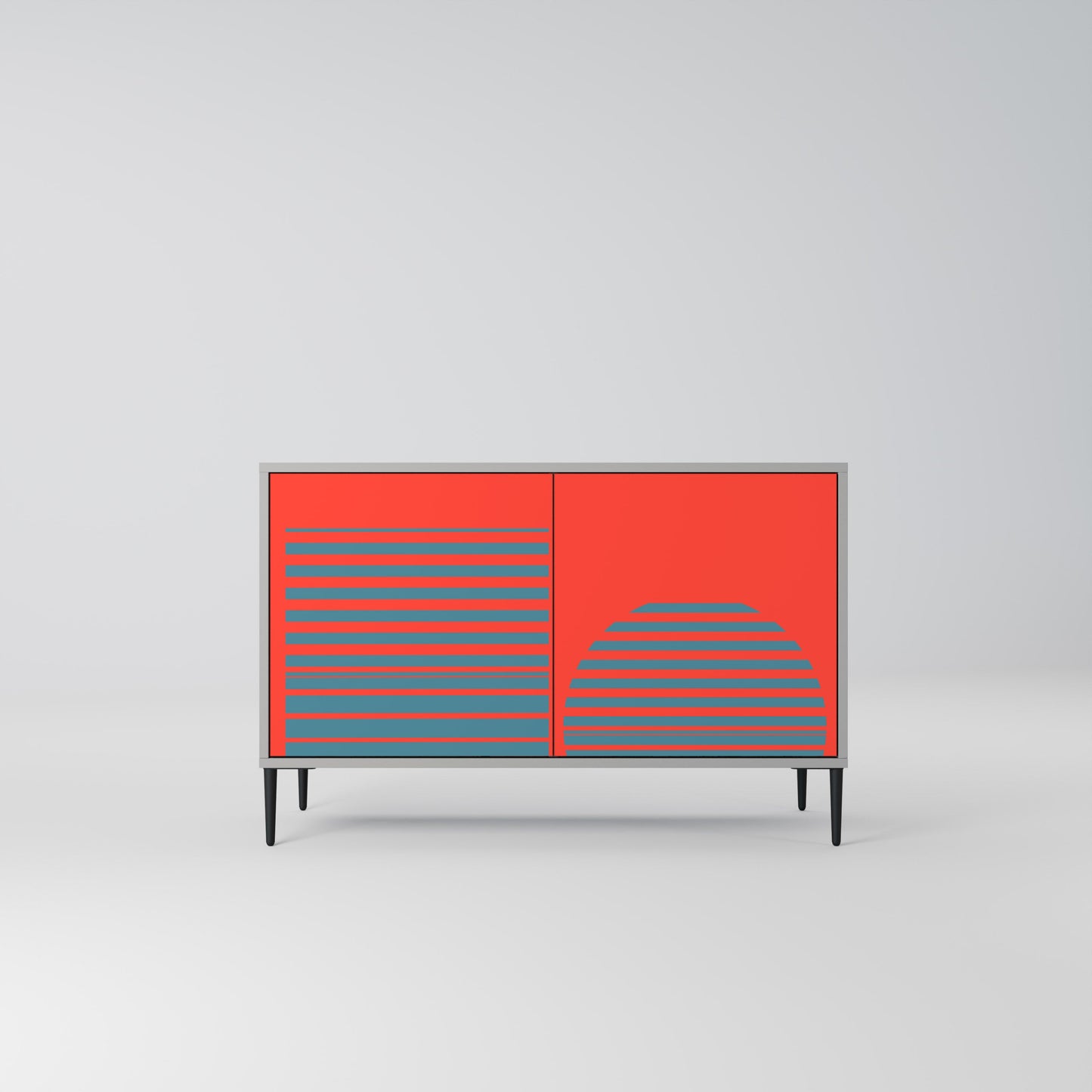 Credenza a 2 ante RISING GEOMETRY STARS in finitura grigia