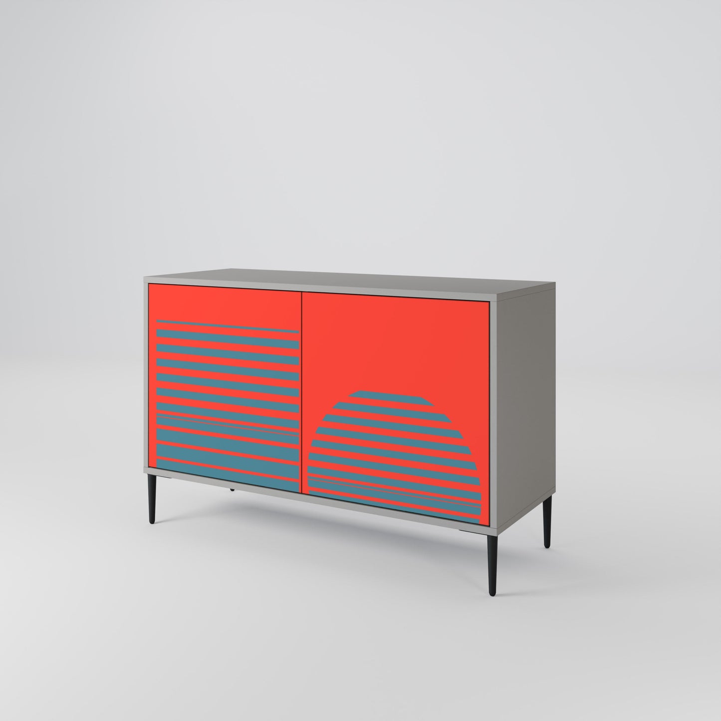 Credenza a 2 ante RISING GEOMETRY STARS in finitura grigia