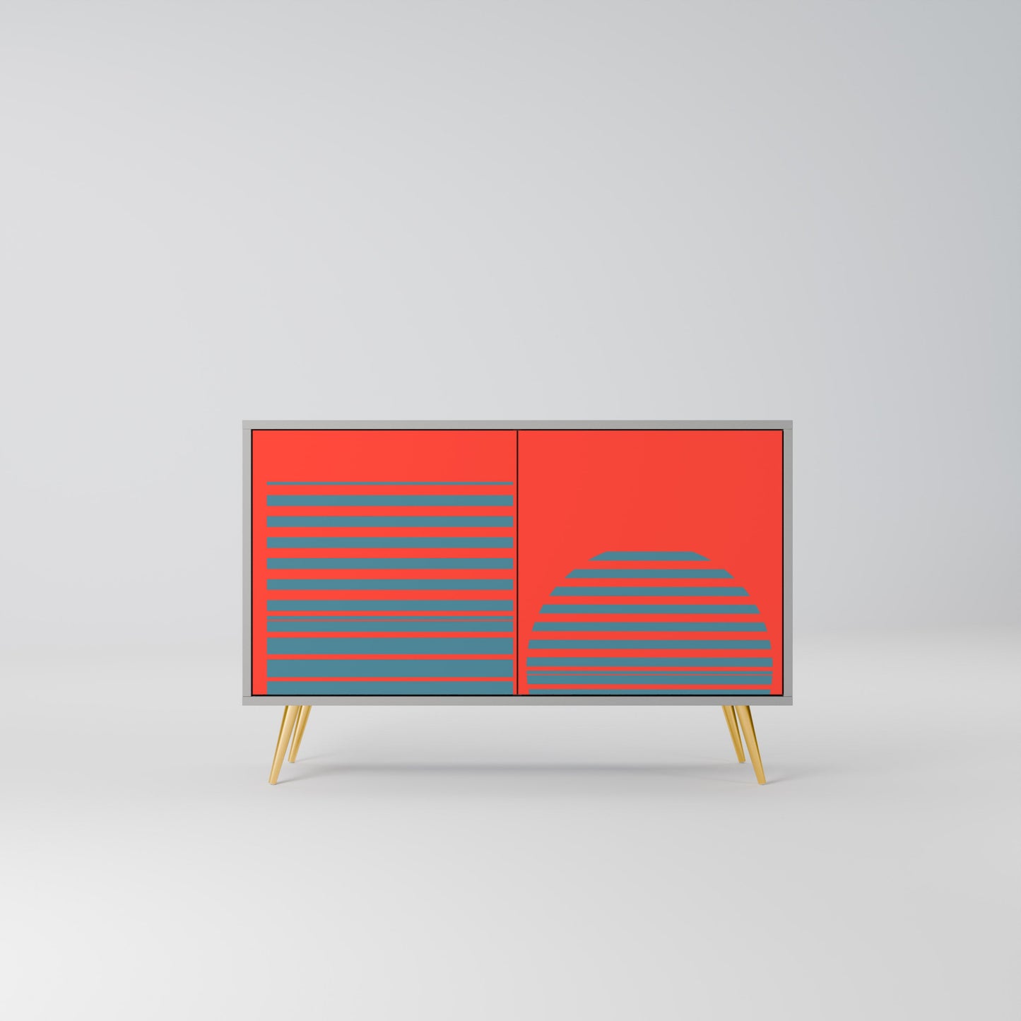 Credenza a 2 ante RISING GEOMETRY STARS in finitura grigia