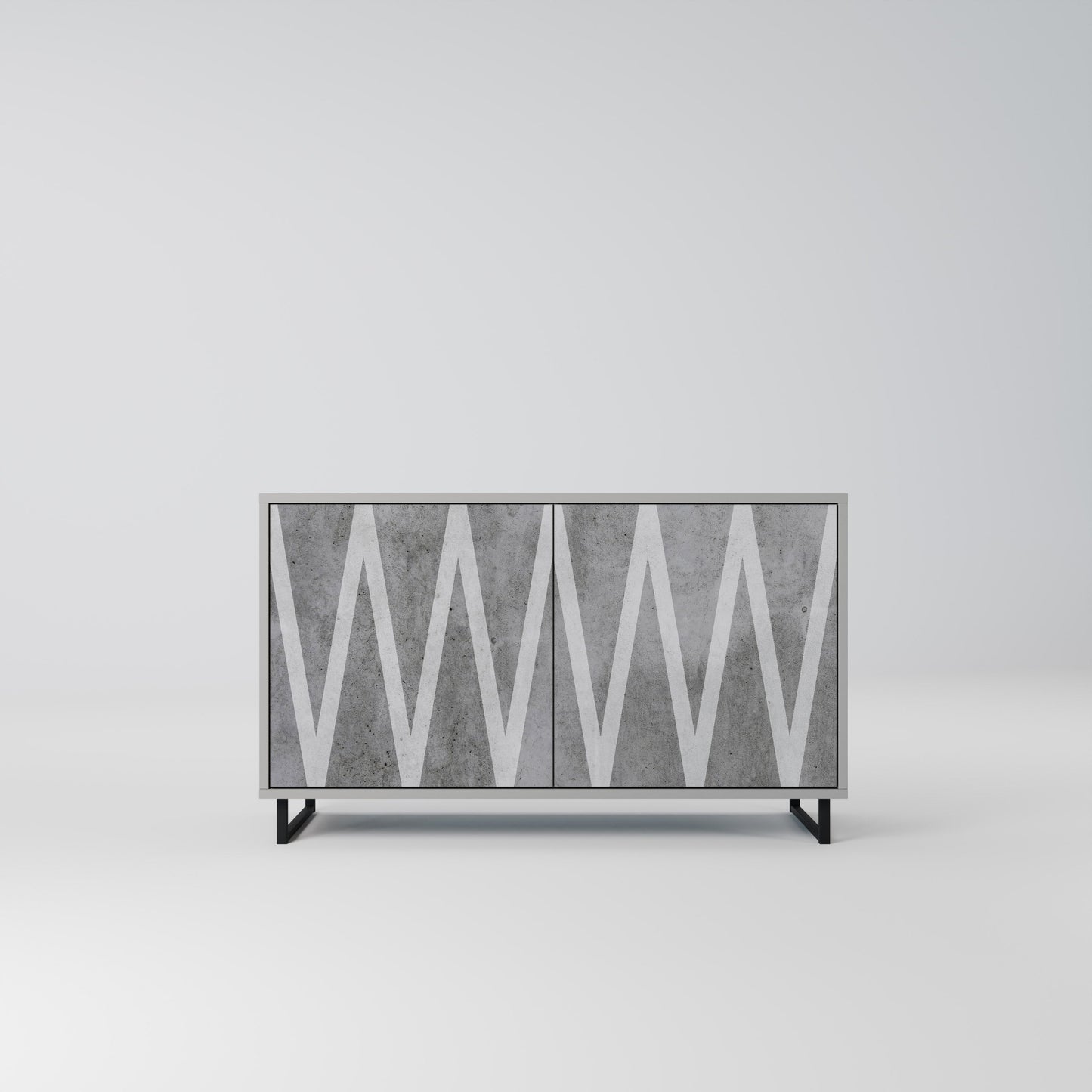 SOLID ZIG ZAG 2-Door Sideboard in Grey Finish