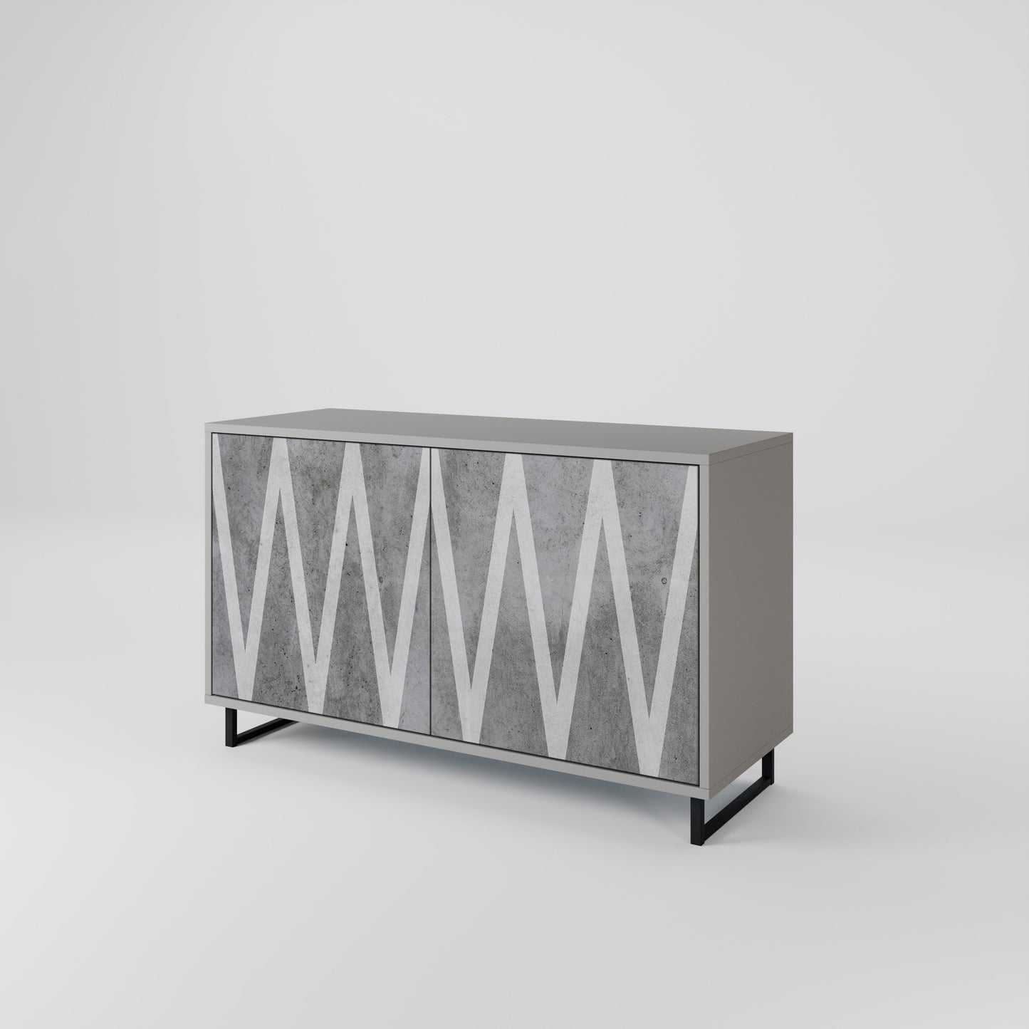 SOLID ZIG ZAG 2-Door Sideboard in Grey Finish