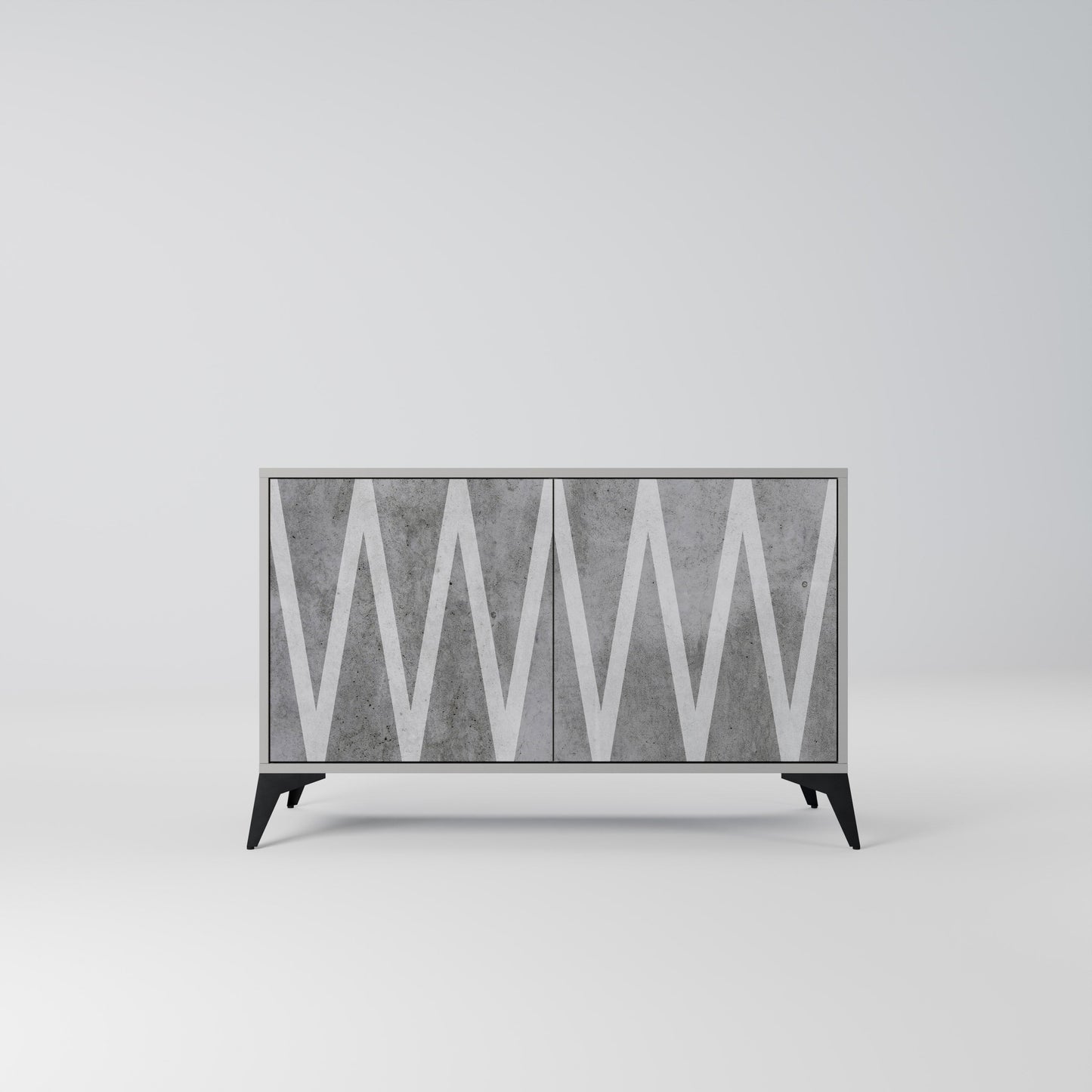 SOLID ZIG ZAG 2-Door Sideboard in Grey Finish