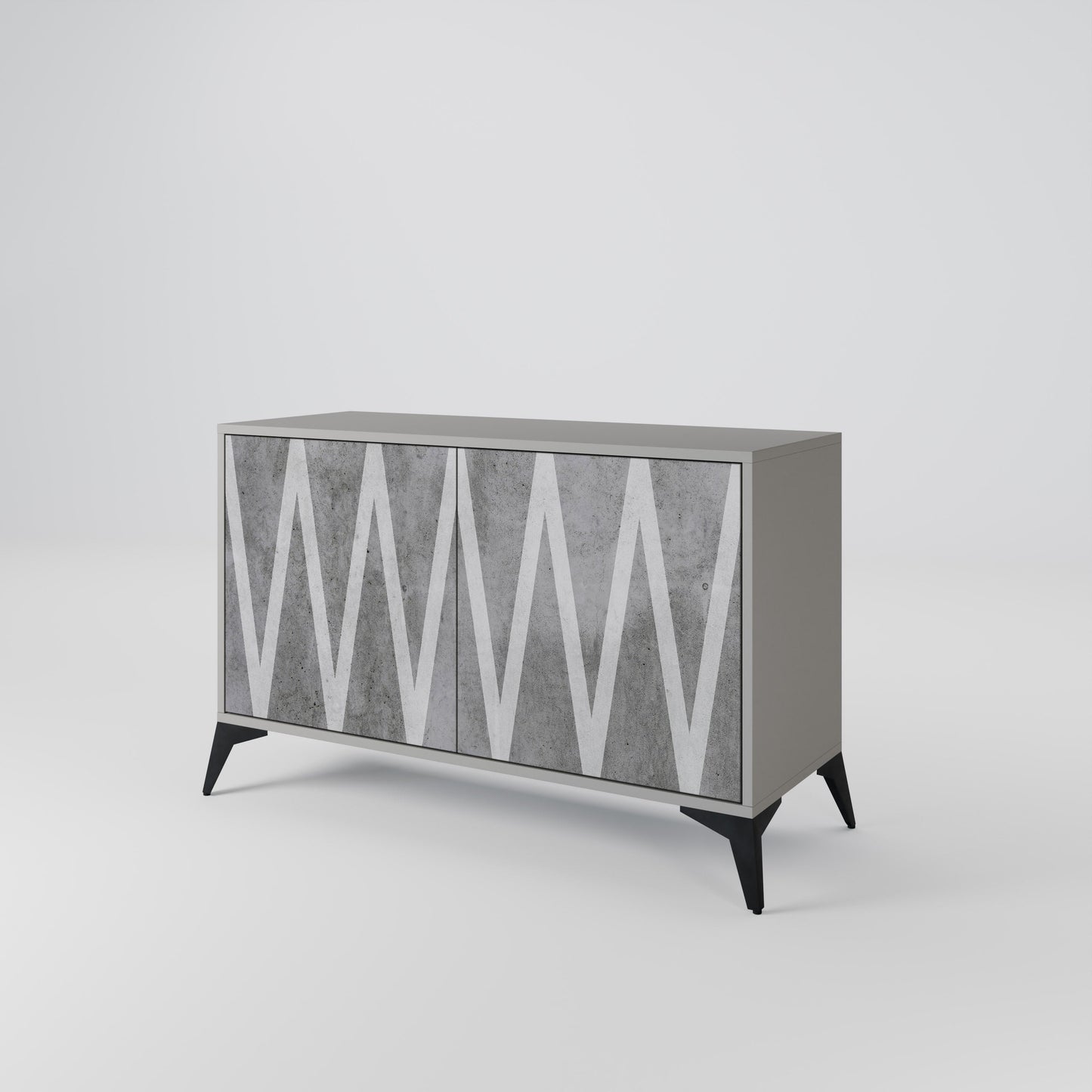 SOLID ZIG ZAG 2-Door Sideboard in Grey Finish