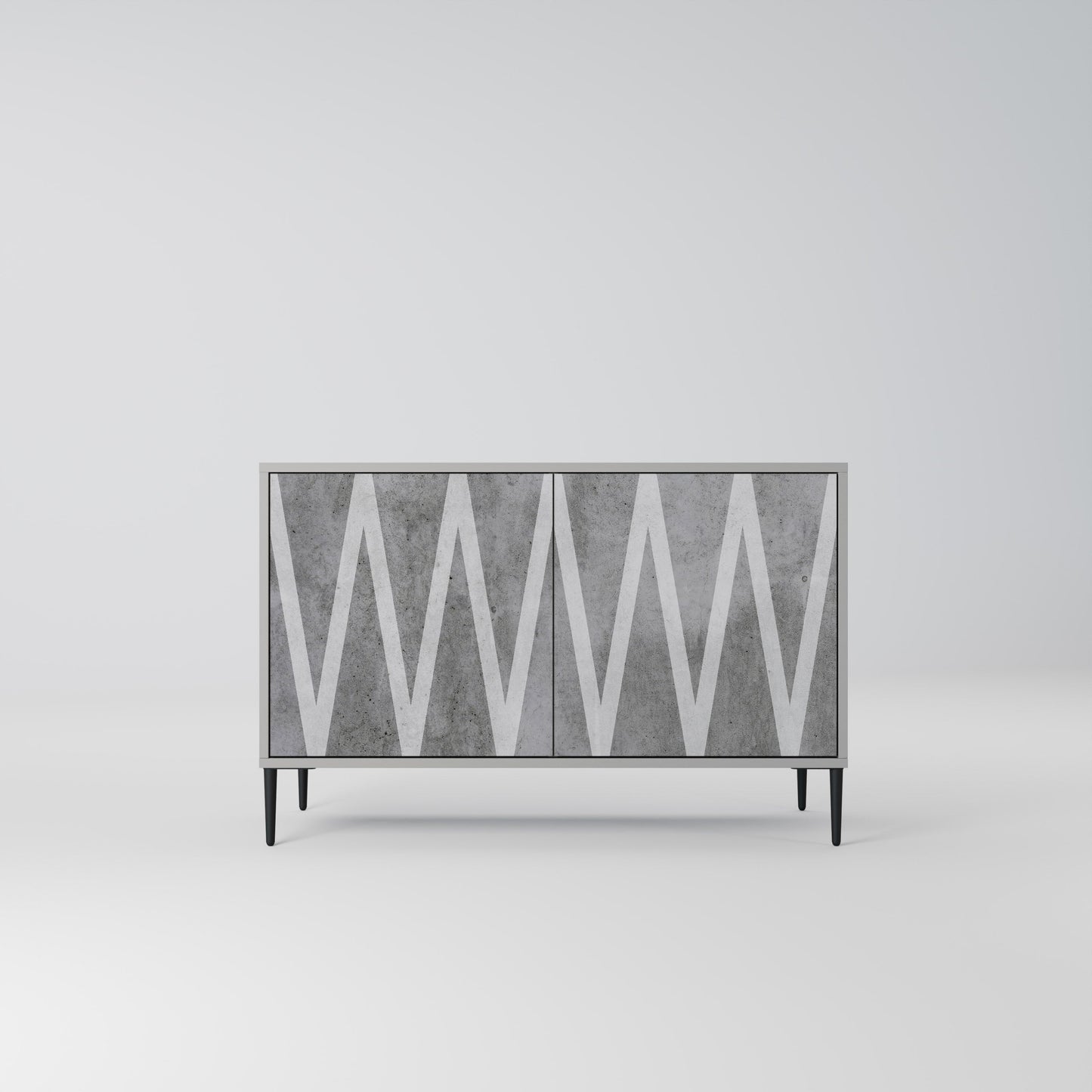 SOLID ZIG ZAG 2-Door Sideboard in Grey Finish