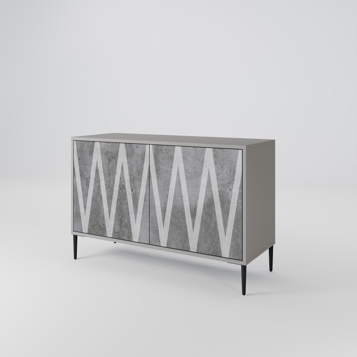SOLID ZIG ZAG 2-Door Sideboard in Grey Finish
