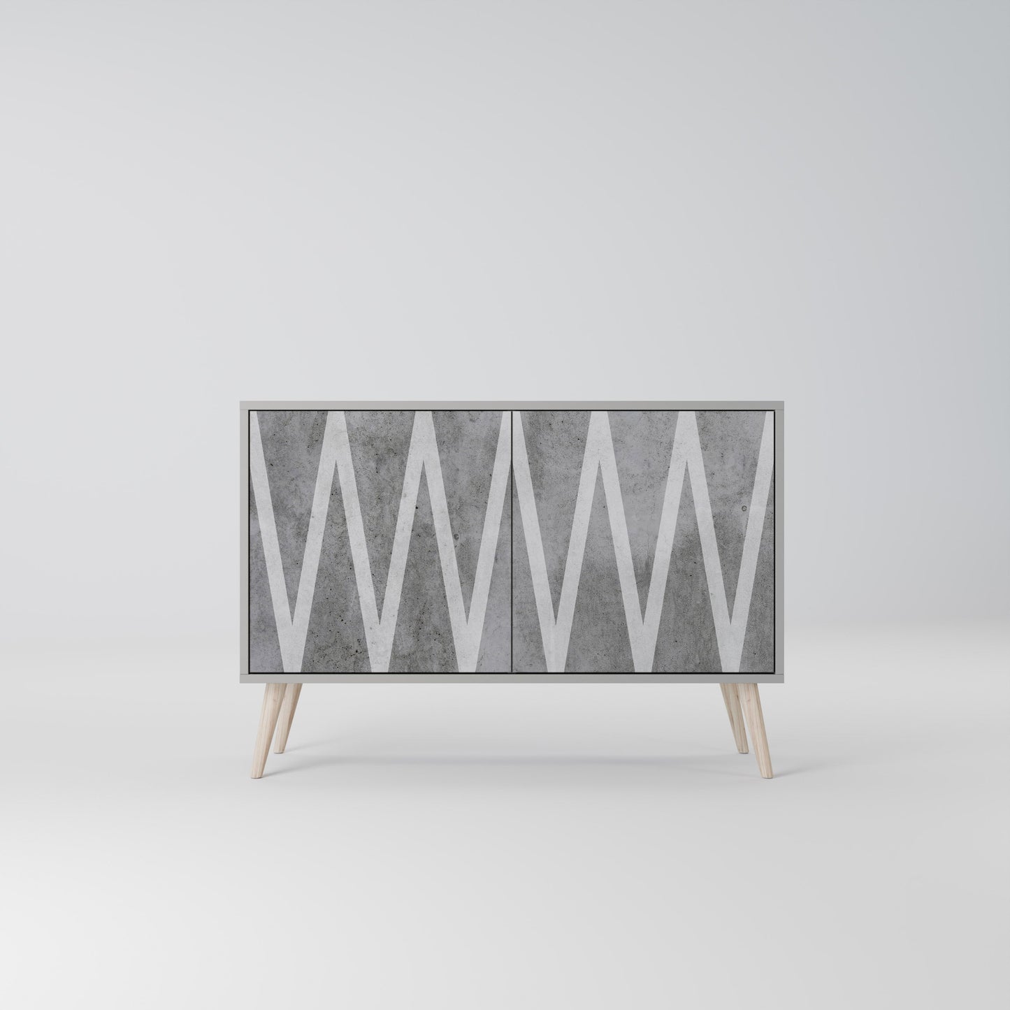 SOLID ZIG ZAG 2-Door Sideboard in Grey Finish
