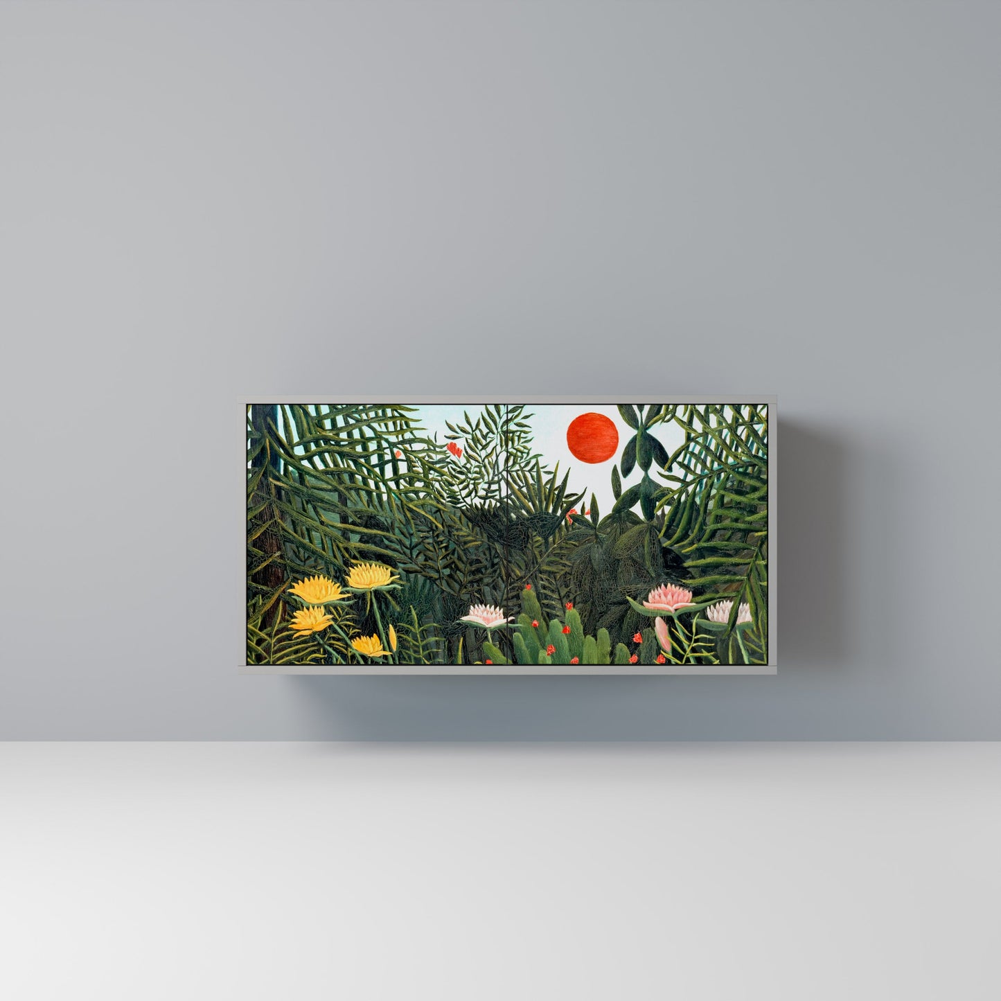 Credenza a 2 ante VIRGIN FOREST WITH SUNSET in finitura grigia