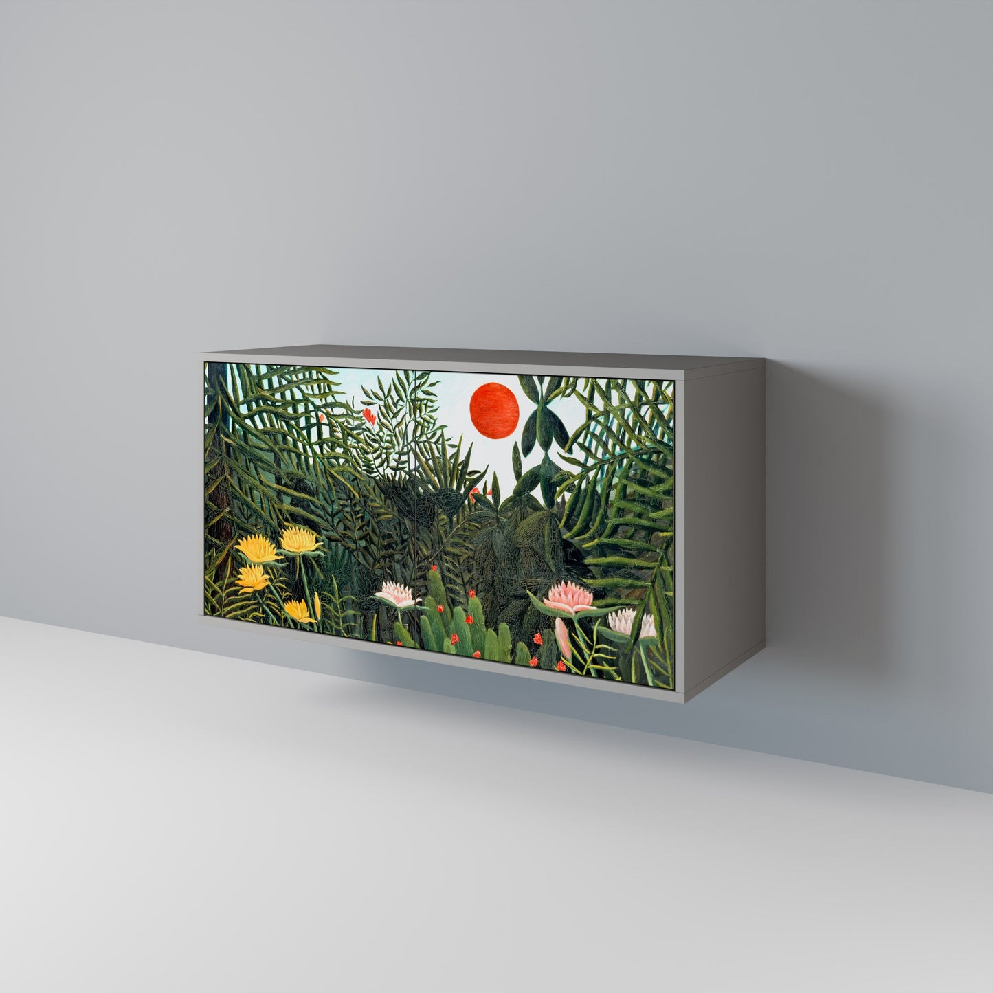 Credenza a 2 ante VIRGIN FOREST WITH SUNSET in finitura grigia