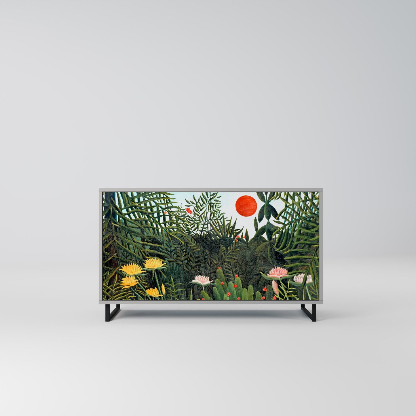 Credenza a 2 ante VIRGIN FOREST WITH SUNSET in finitura grigia