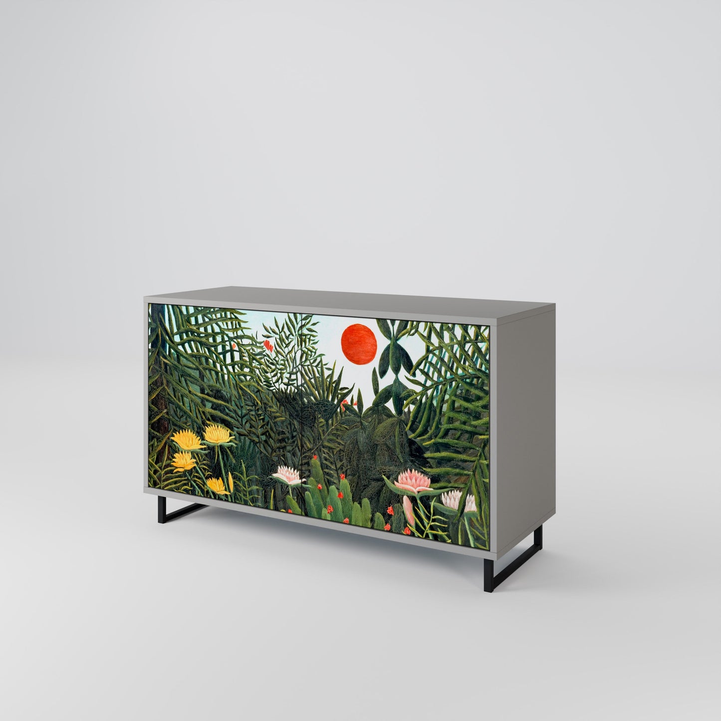 Credenza a 2 ante VIRGIN FOREST WITH SUNSET in finitura grigia