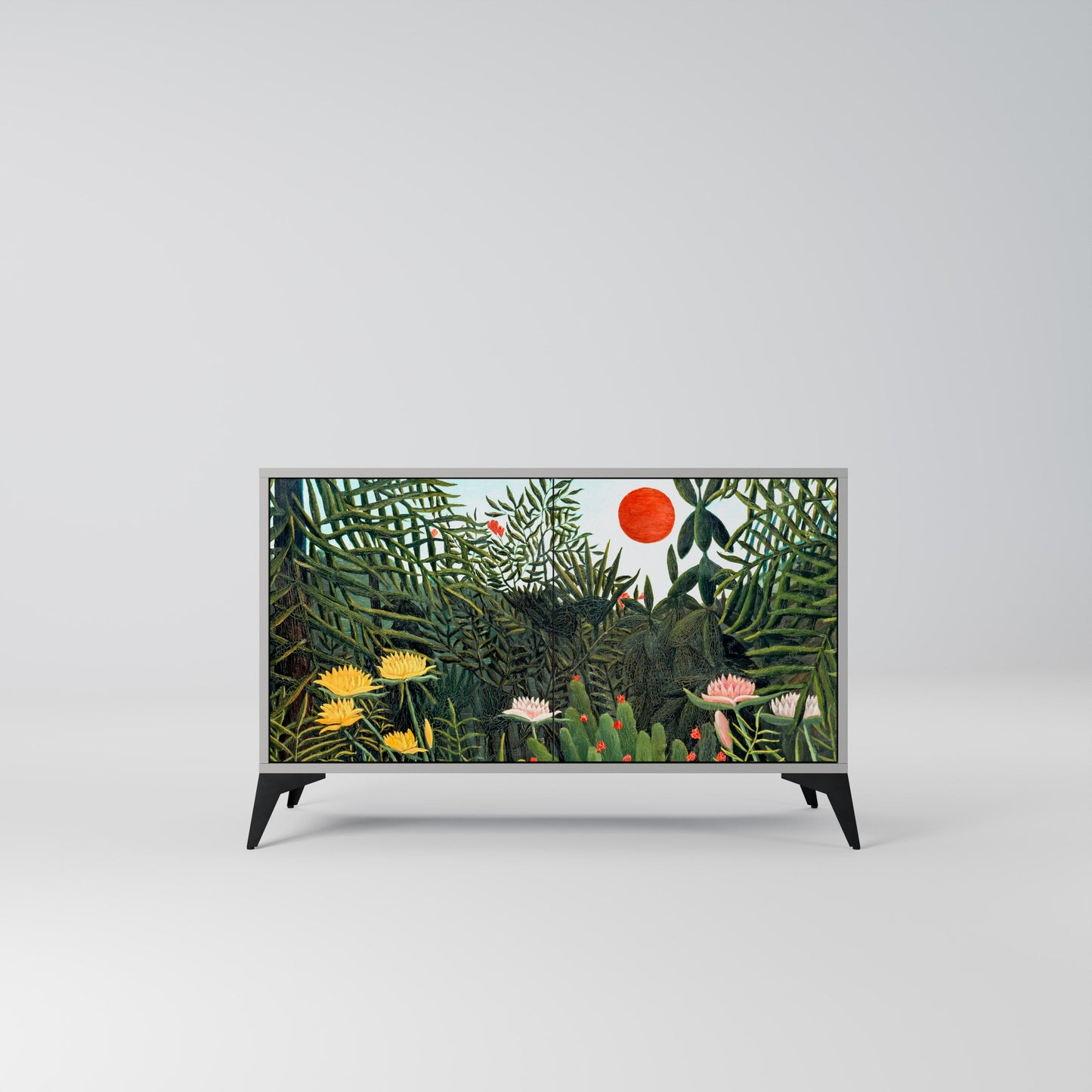 Credenza a 2 ante VIRGIN FOREST WITH SUNSET in finitura grigia