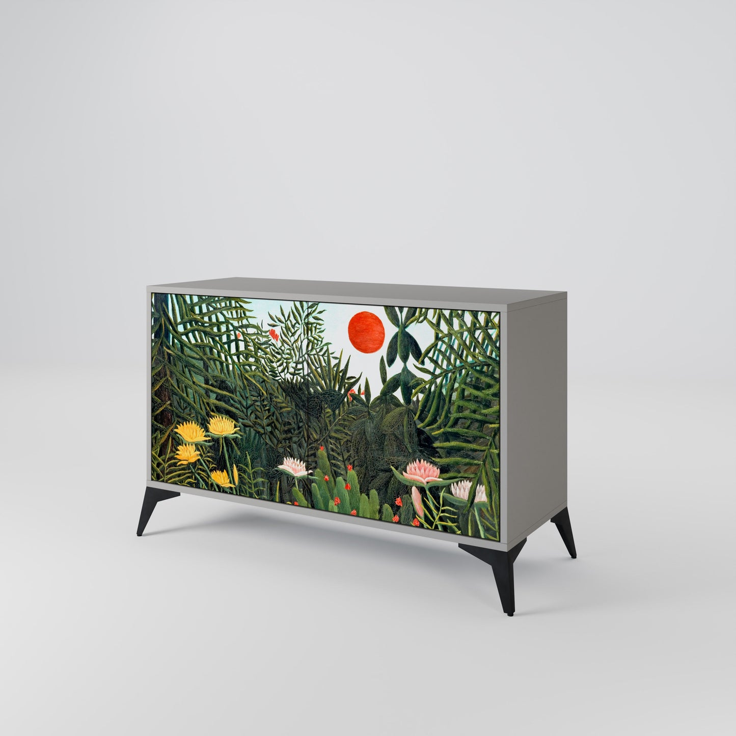 Credenza a 2 ante VIRGIN FOREST WITH SUNSET in finitura grigia