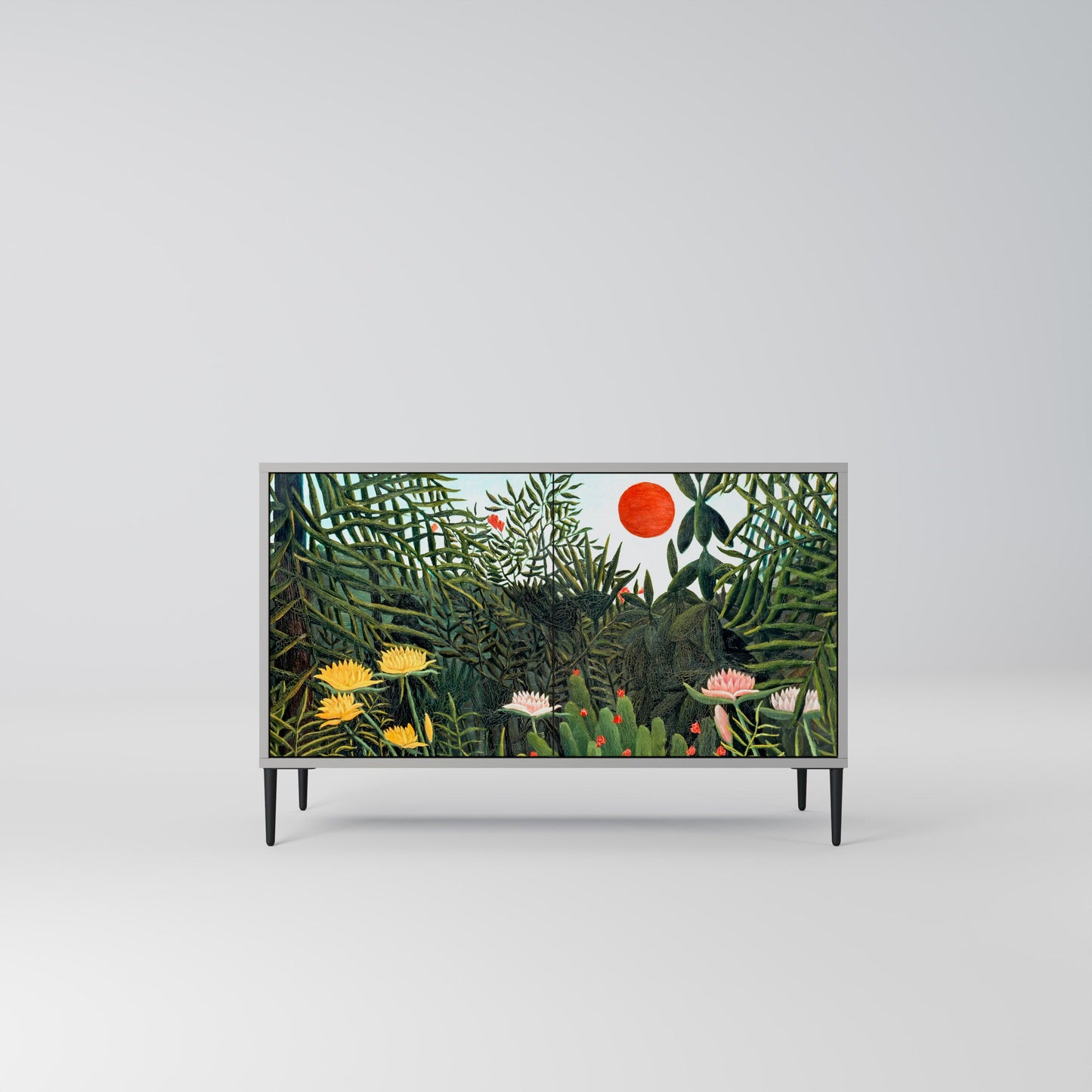 Credenza a 2 ante VIRGIN FOREST WITH SUNSET in finitura grigia