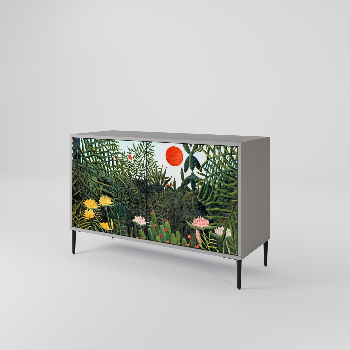 Credenza a 2 ante VIRGIN FOREST WITH SUNSET in finitura grigia