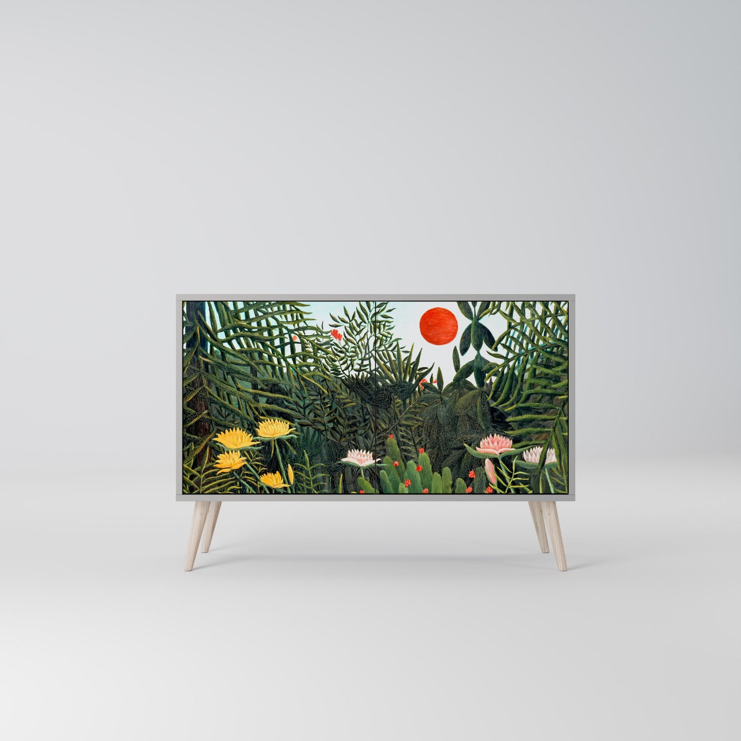 Credenza a 2 ante VIRGIN FOREST WITH SUNSET in finitura grigia