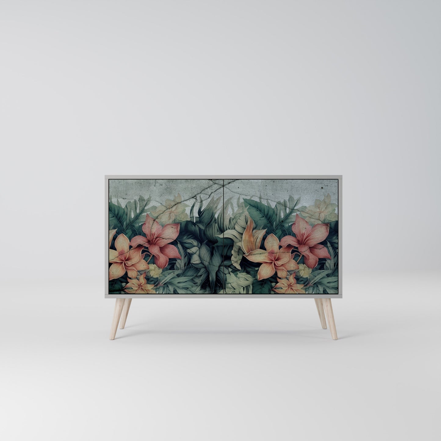 HEAVENLY BLOOM 2-Door Sideboard in Grey Finish