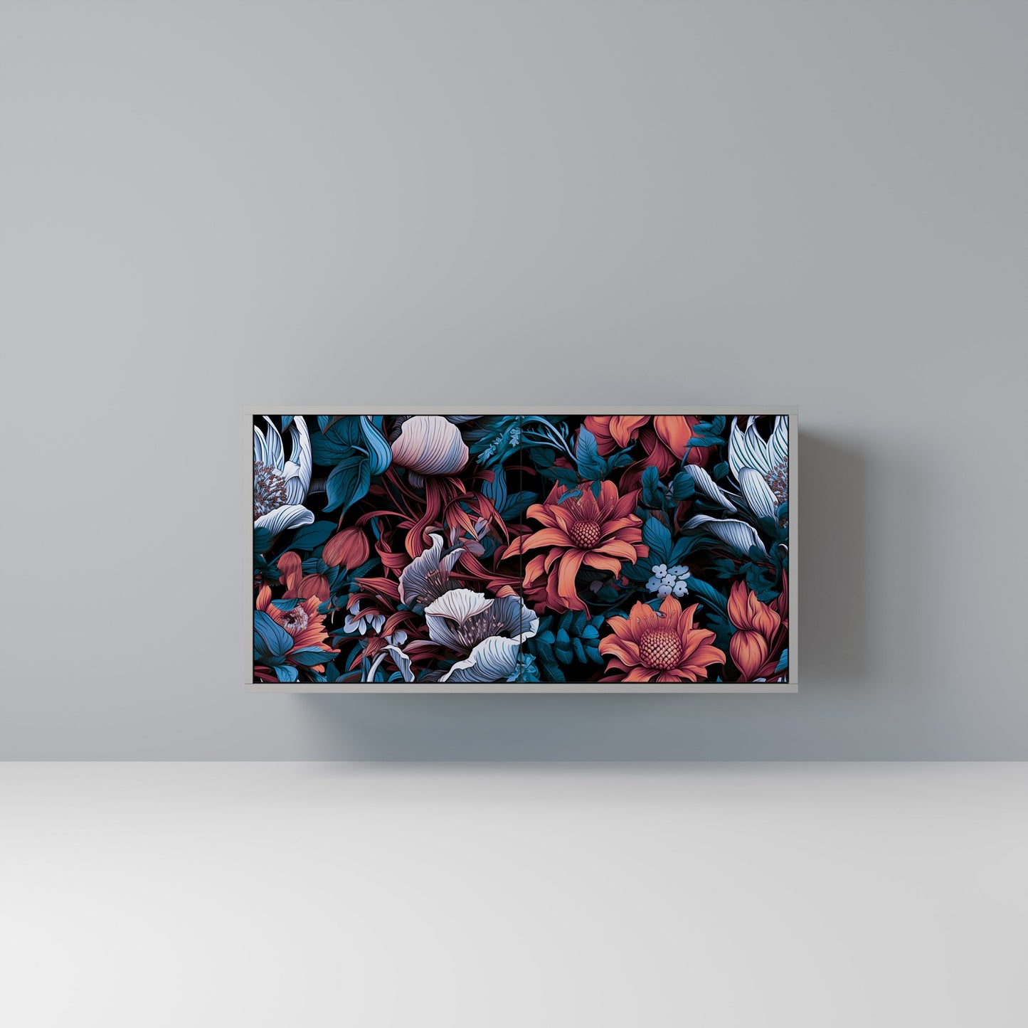 ETHEREAL BLOSSOMS 2-Door Sideboard in Grey Finish