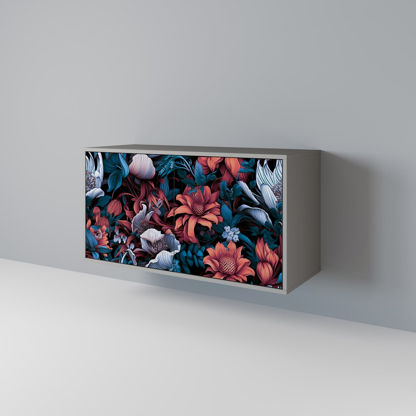 ETHEREAL BLOSSOMS 2-Door Sideboard in Grey Finish