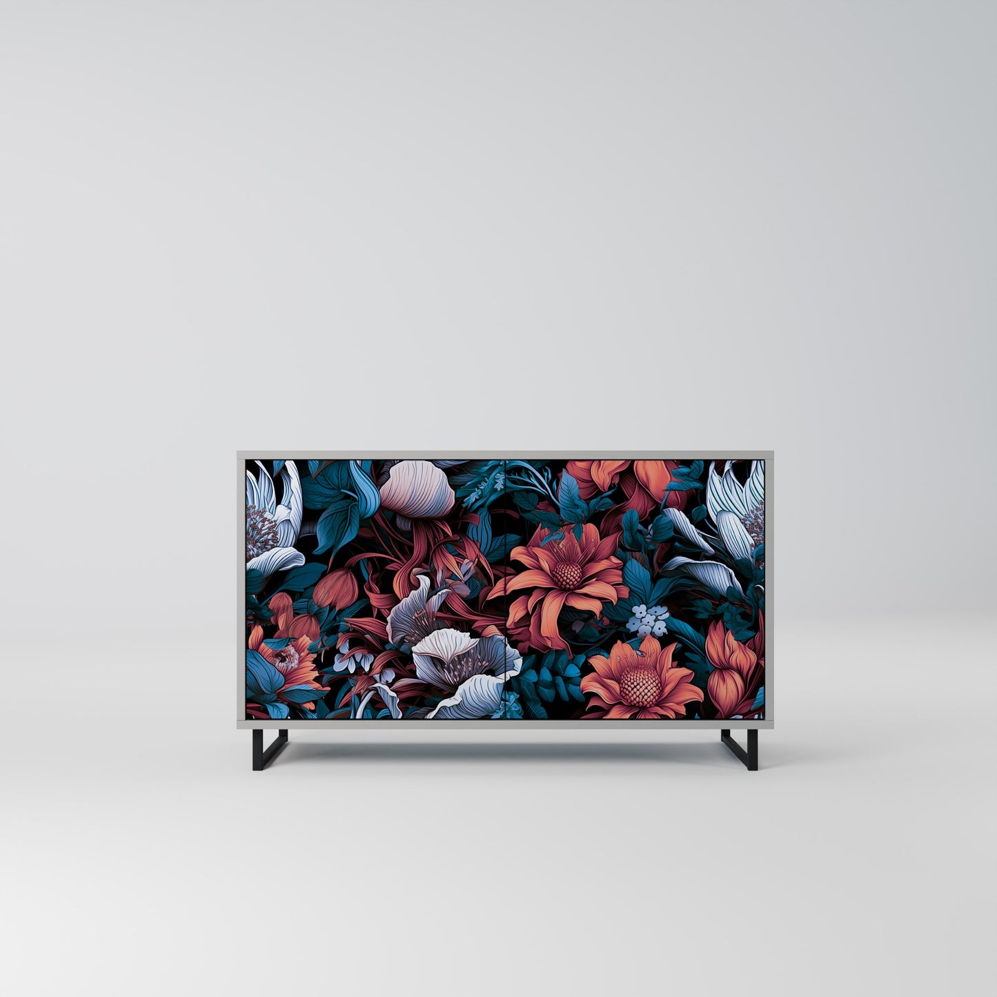ETHEREAL BLOSSOMS 2-Door Sideboard in Grey Finish