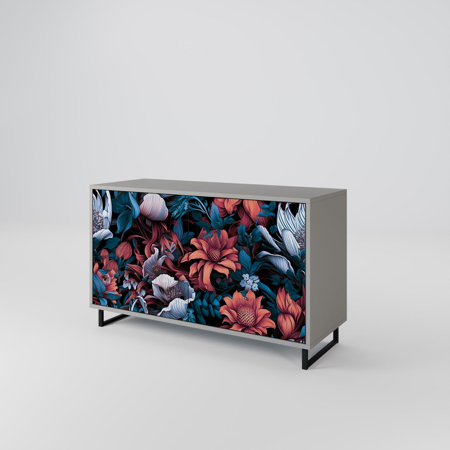 ETHEREAL BLOSSOMS 2-Door Sideboard in Grey Finish