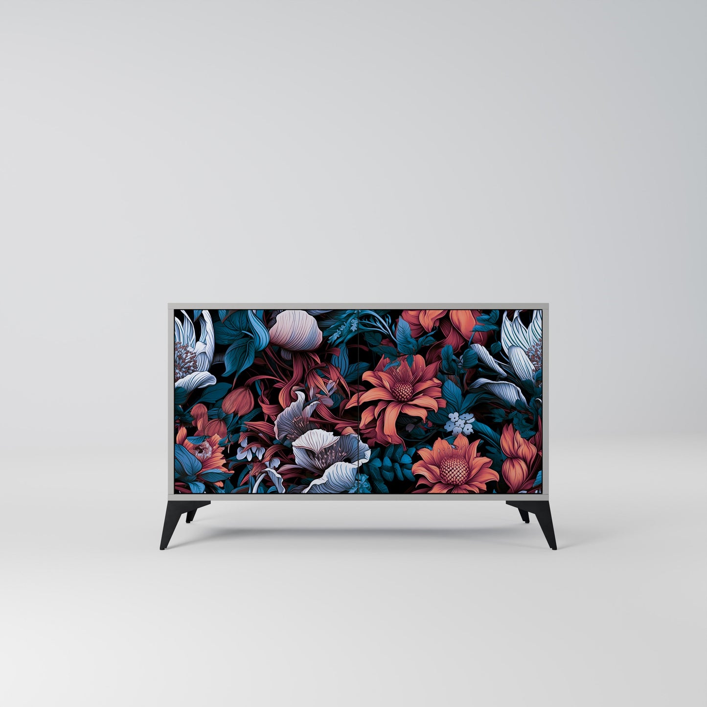 ETHEREAL BLOSSOMS 2-Door Sideboard in Grey Finish