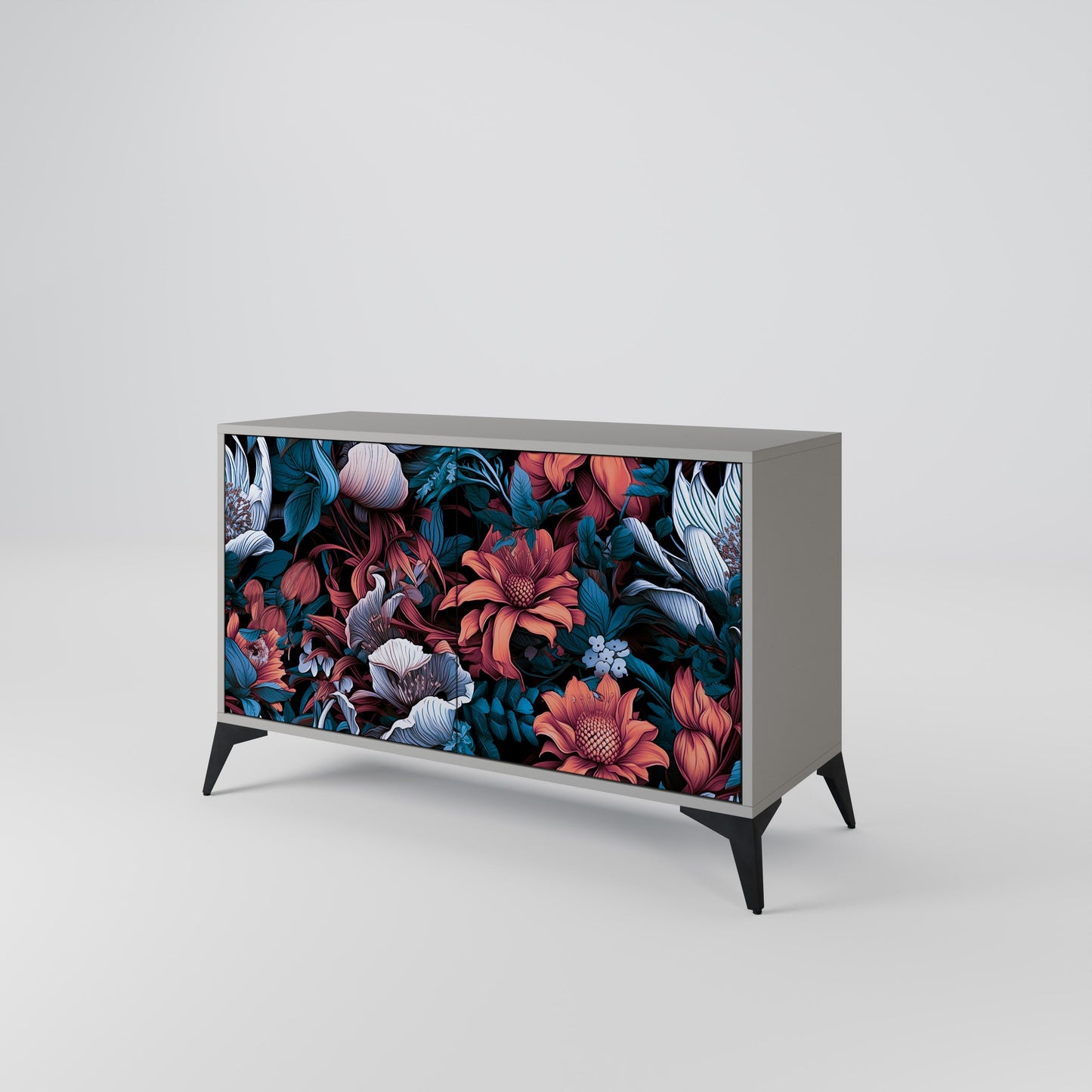 ETHEREAL BLOSSOMS 2-Door Sideboard in Grey Finish