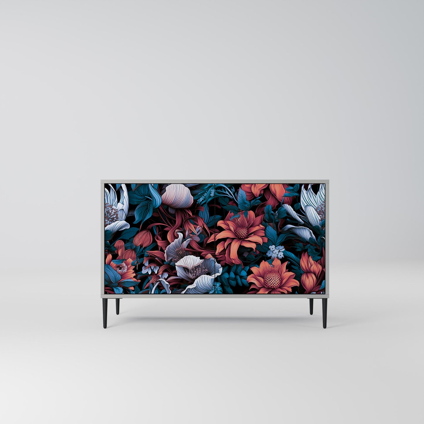 ETHEREAL BLOSSOMS 2-Door Sideboard in Grey Finish