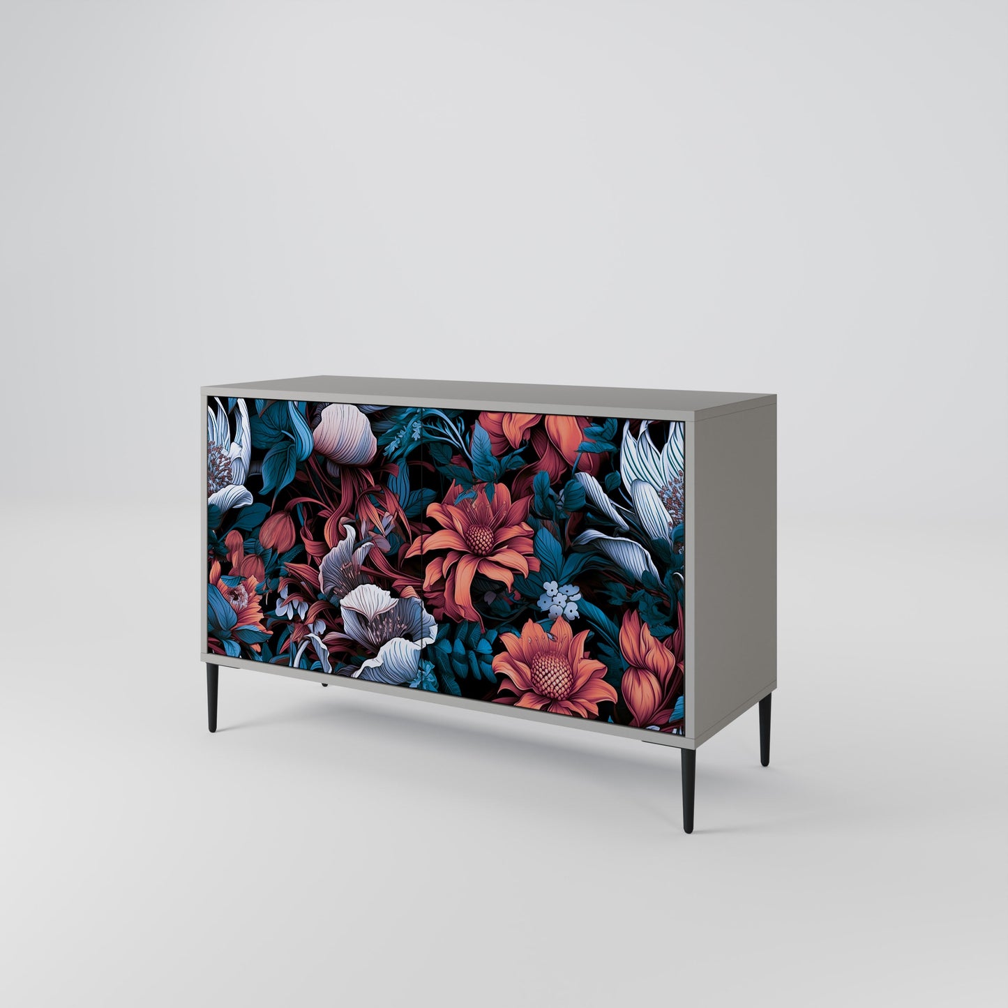 ETHEREAL BLOSSOMS 2-Door Sideboard in Grey Finish