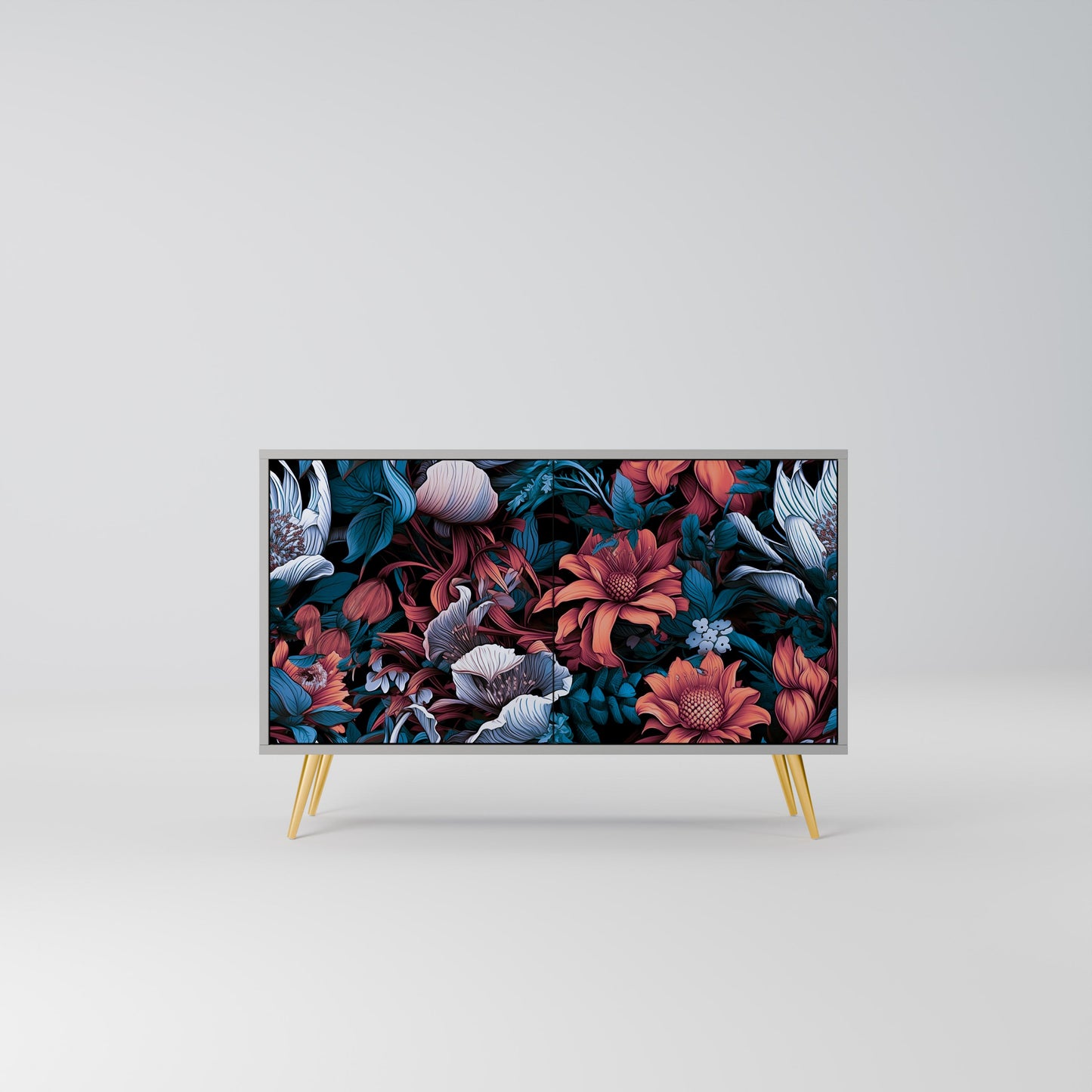 ETHEREAL BLOSSOMS 2-Door Sideboard in Grey Finish