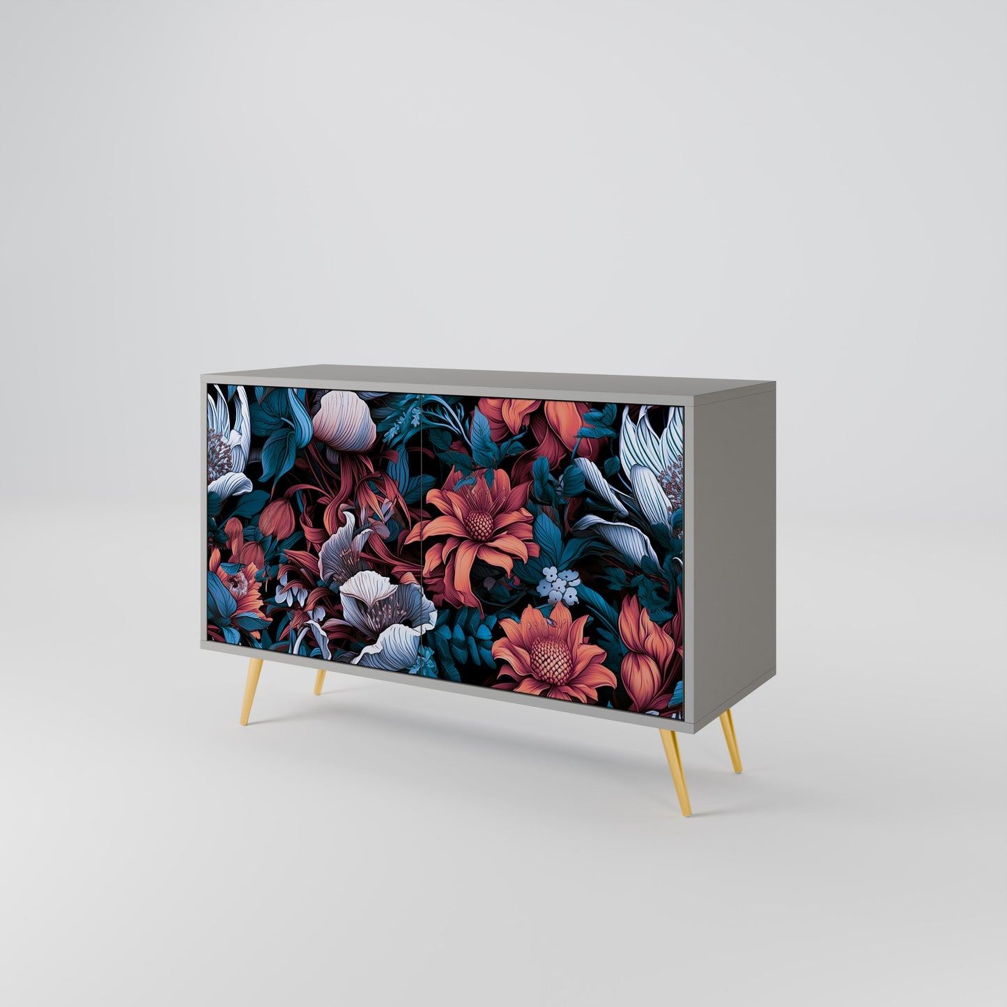 ETHEREAL BLOSSOMS 2-Door Sideboard in Grey Finish