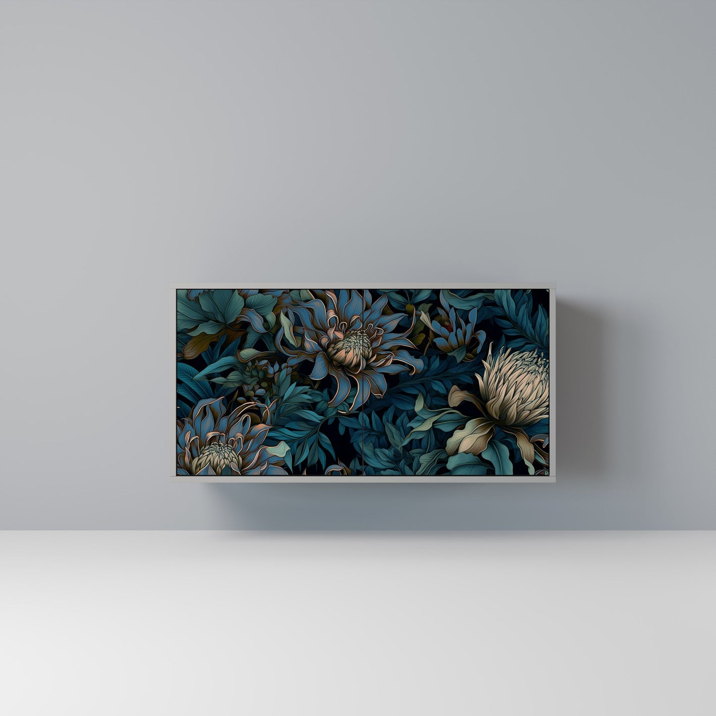 TWILIGHT BLOOM 2-Door Sideboard in Grey Finish