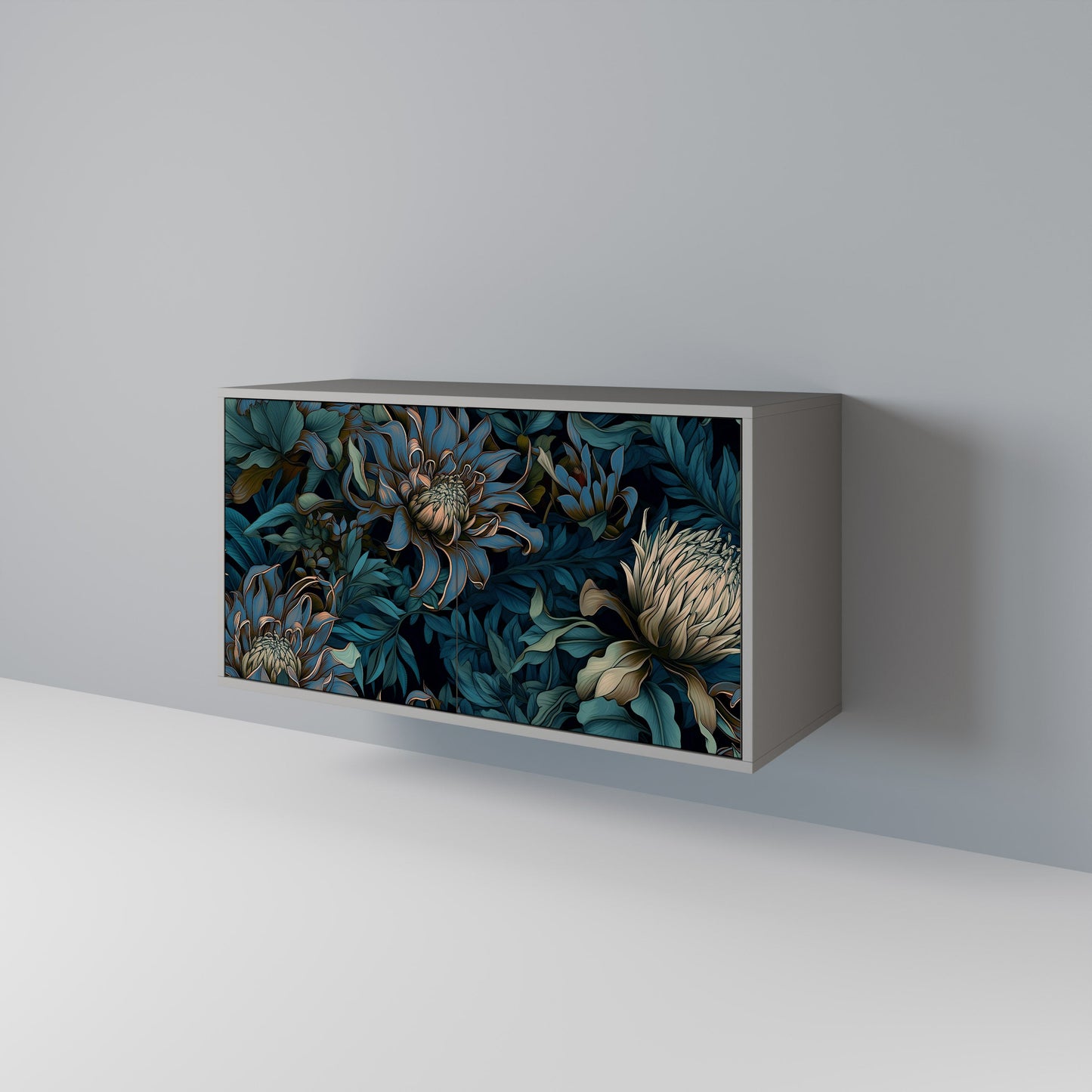 TWILIGHT BLOOM 2-Door Sideboard in Grey Finish