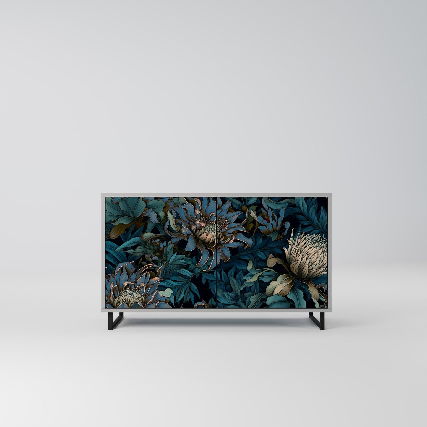 TWILIGHT BLOOM 2-Door Sideboard in Grey Finish