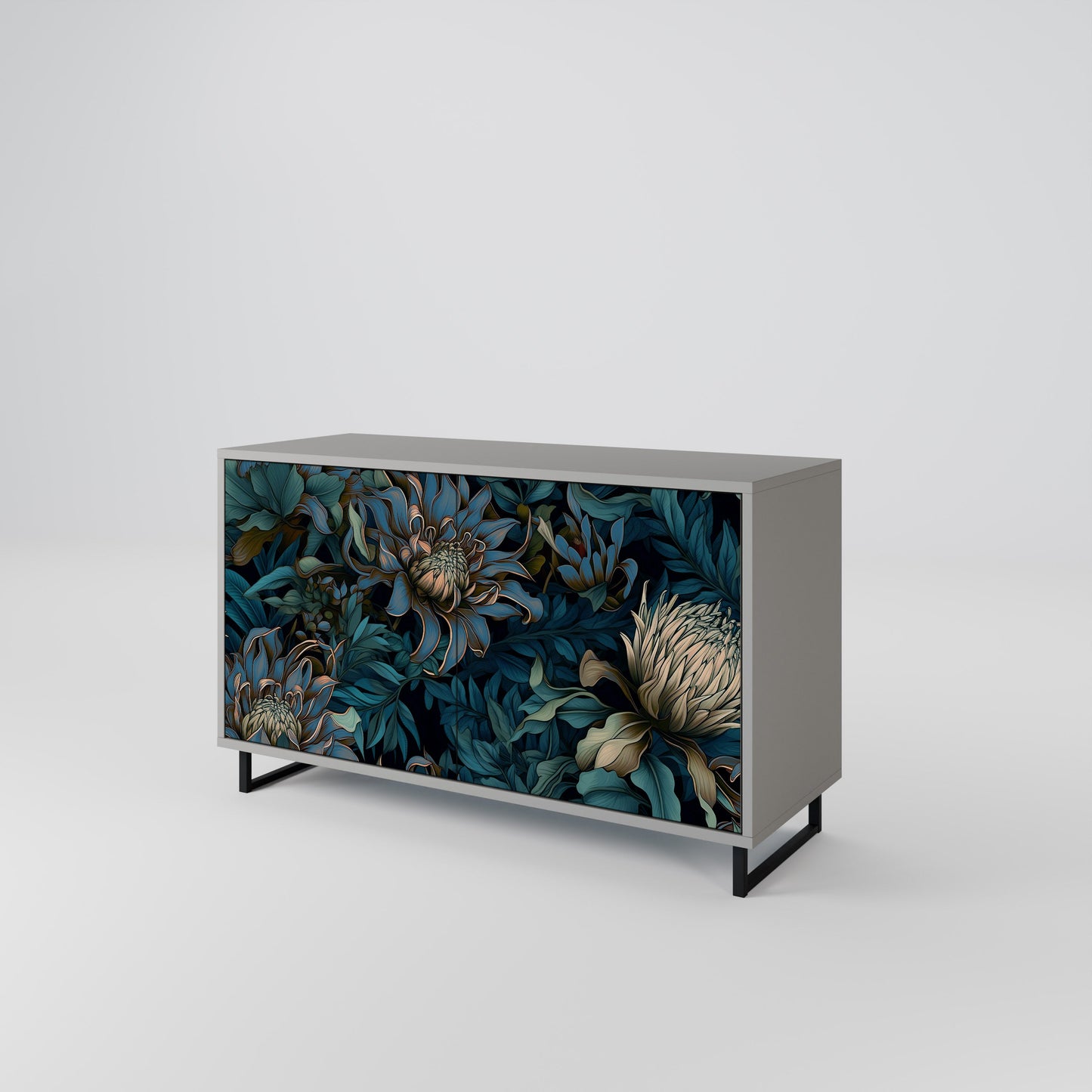 TWILIGHT BLOOM 2-Door Sideboard in Grey Finish