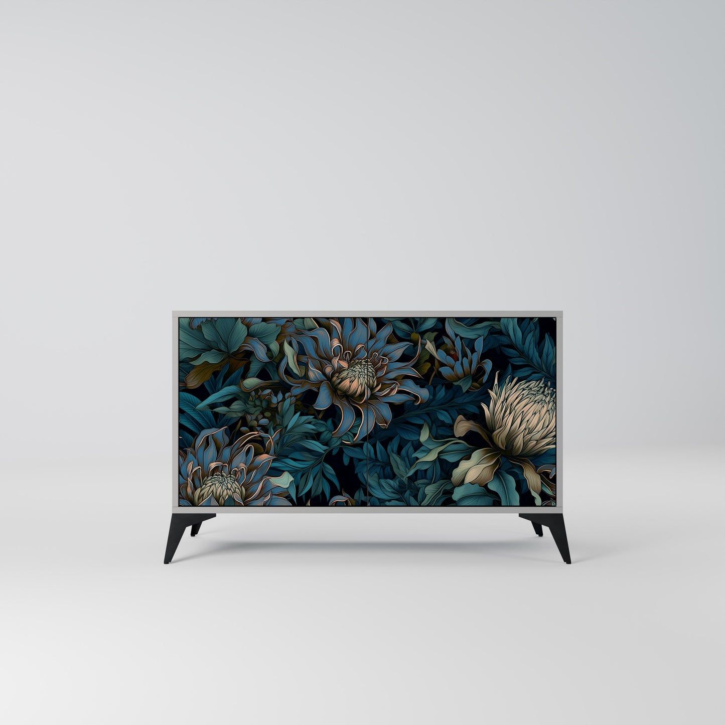 TWILIGHT BLOOM 2-Door Sideboard in Grey Finish