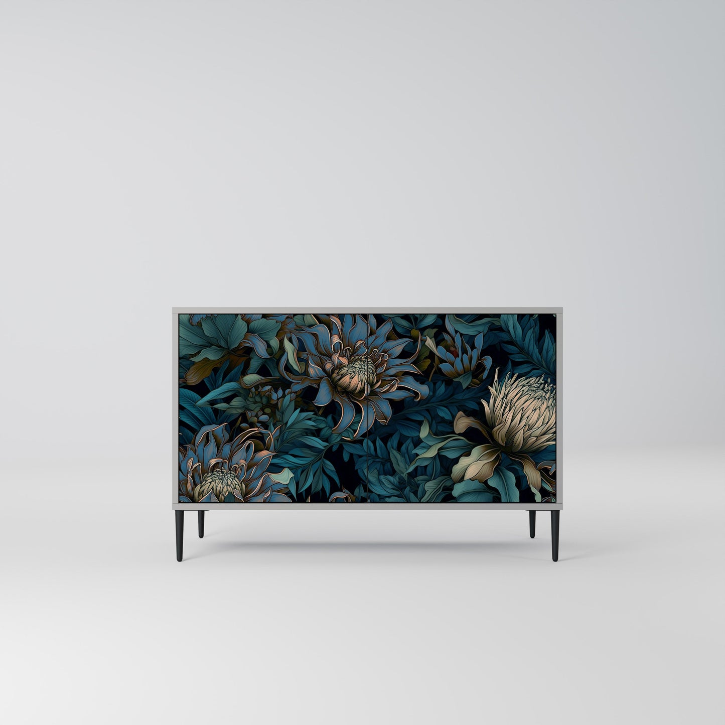 TWILIGHT BLOOM 2-Door Sideboard in Grey Finish