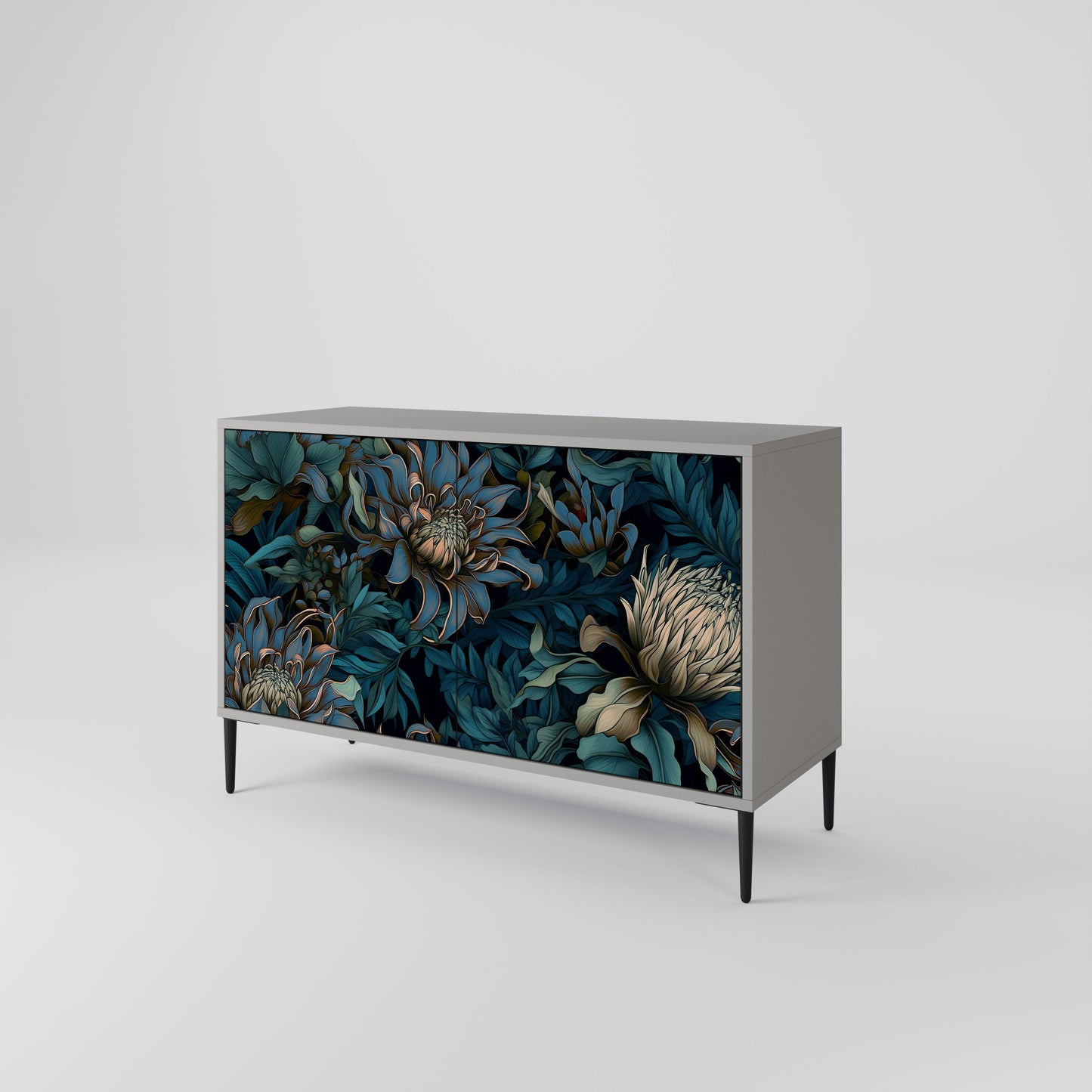 TWILIGHT BLOOM 2-Door Sideboard in Grey Finish