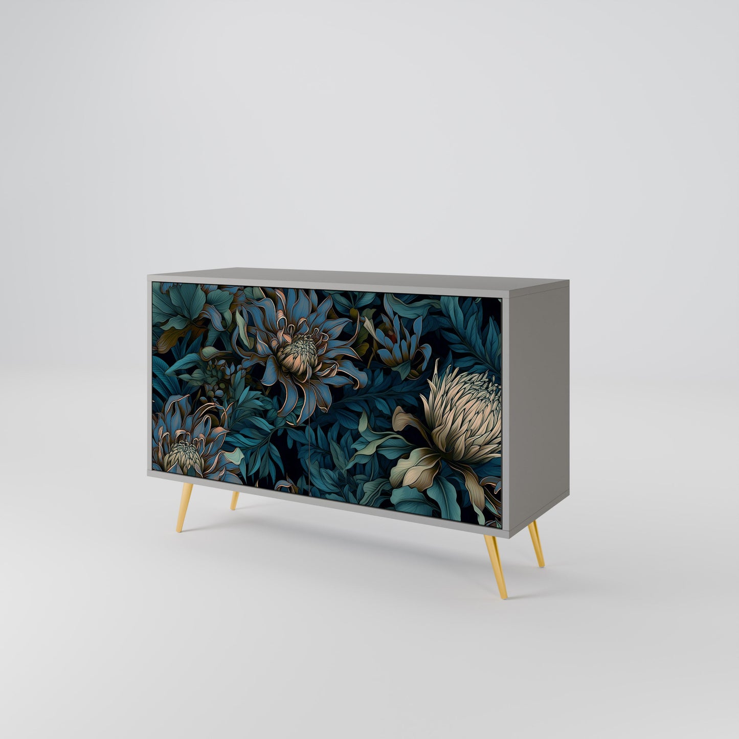 TWILIGHT BLOOM 2-Door Sideboard in Grey Finish