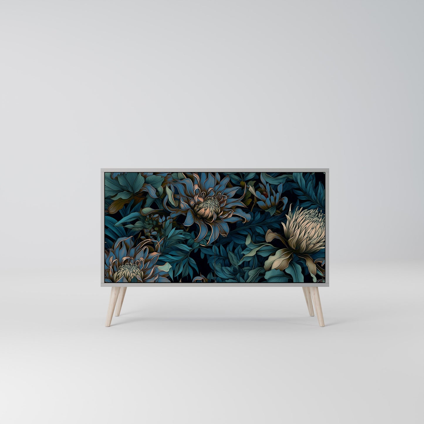 TWILIGHT BLOOM 2-Door Sideboard in Grey Finish