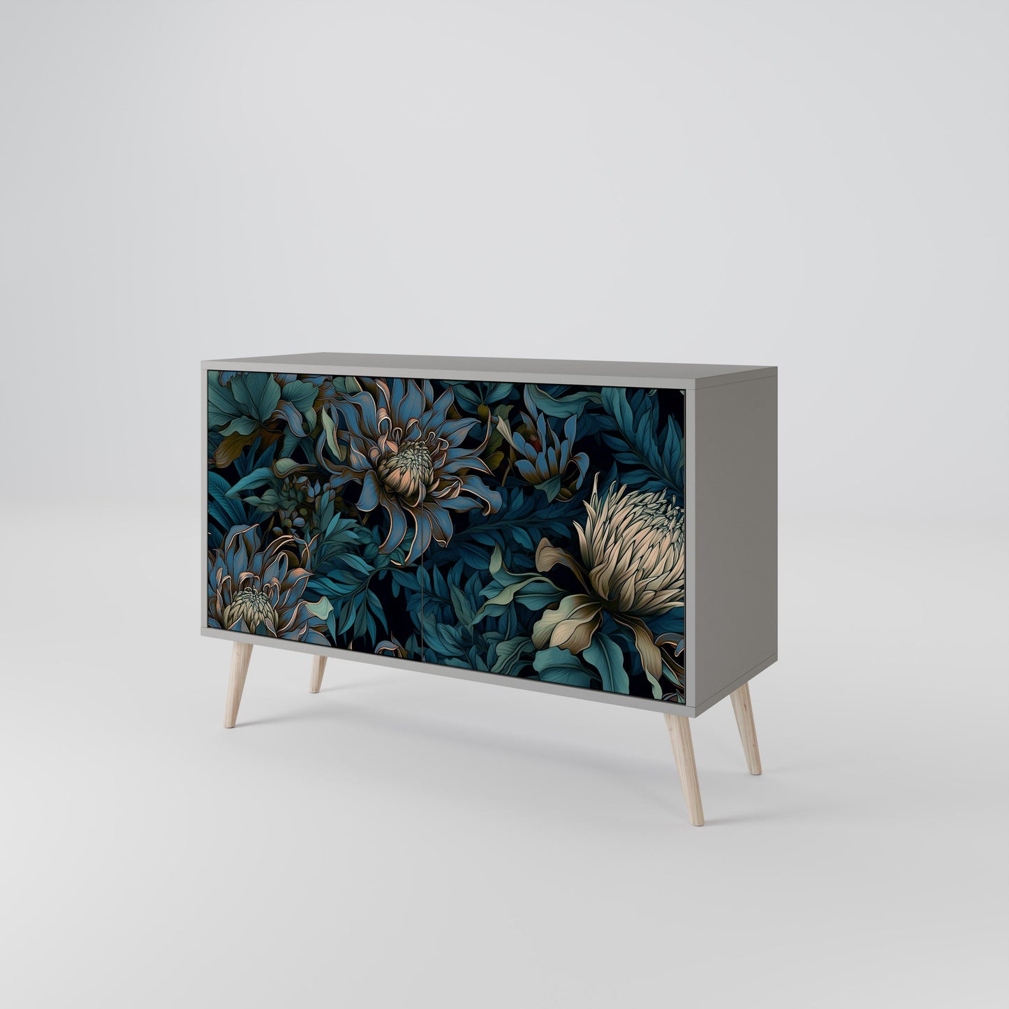 TWILIGHT BLOOM 2-Door Sideboard in Grey Finish